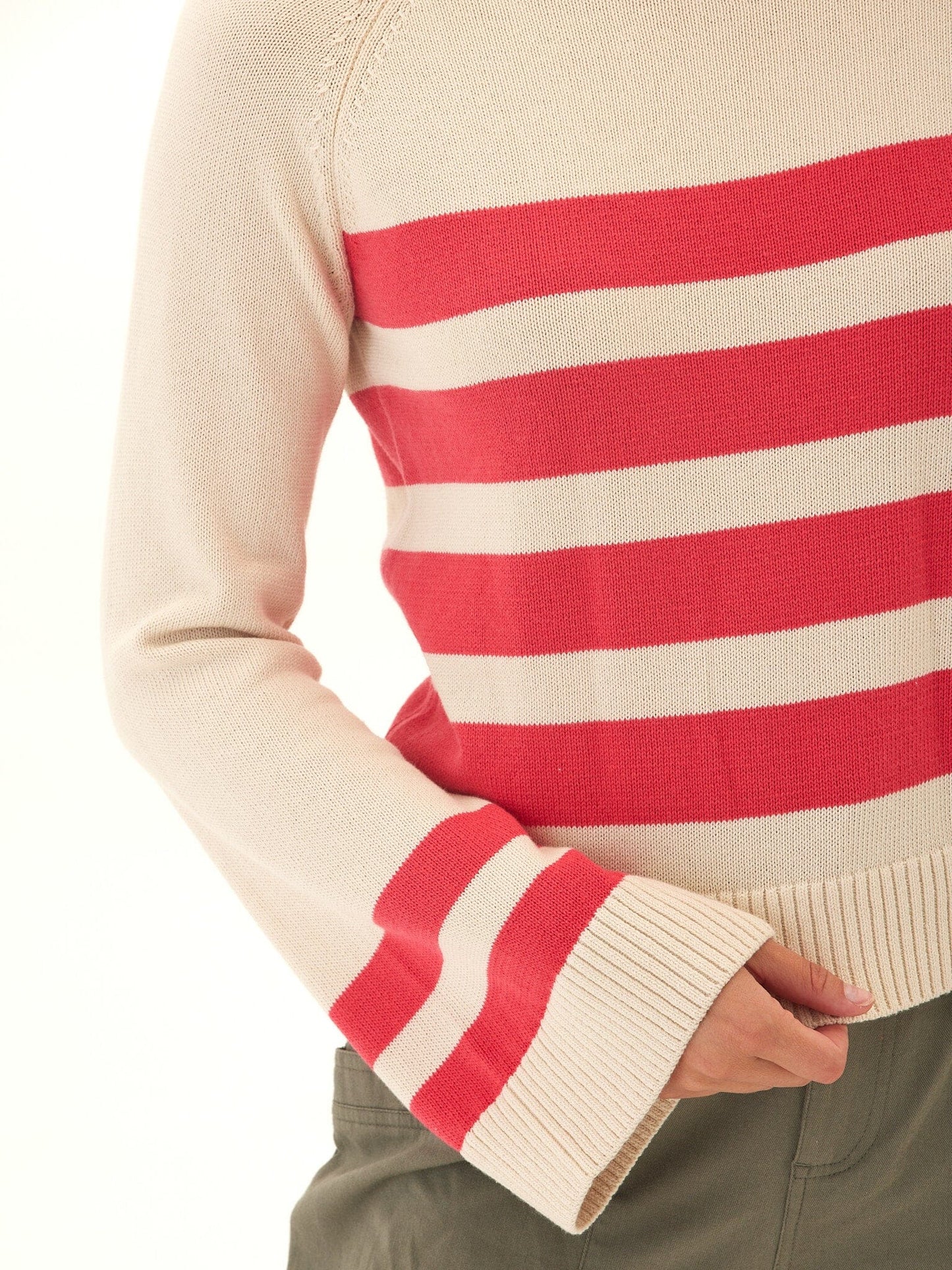 Saundra Striped Cotton Blend Raglan Sweater