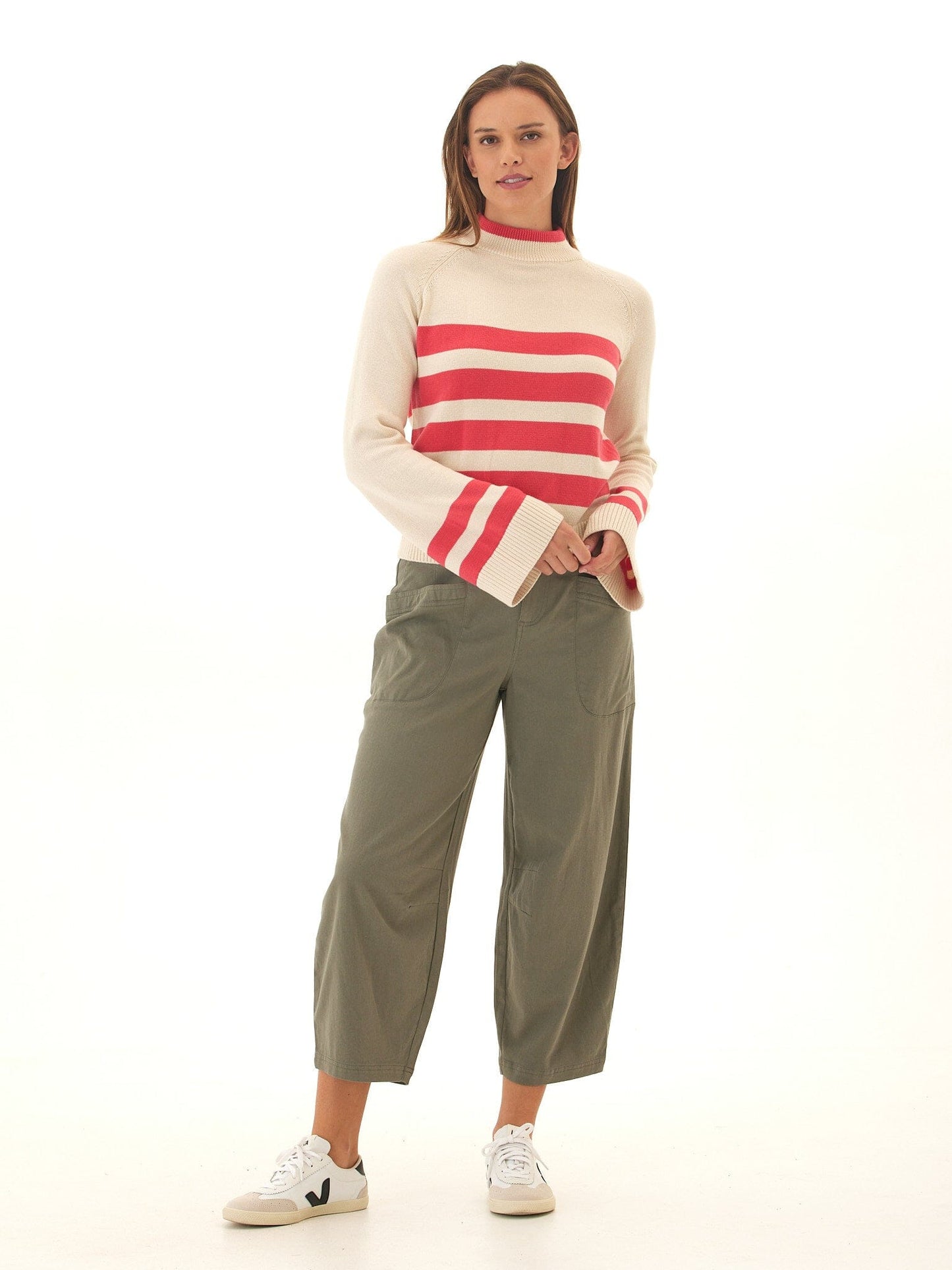 Saundra Striped Cotton Blend Raglan Sweater