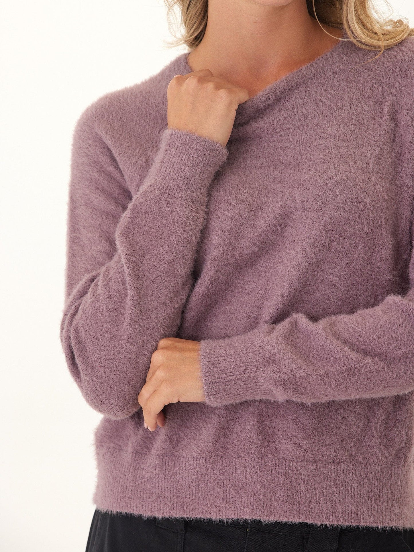 Josalyn Fuzzy Knit Raglan Pullover