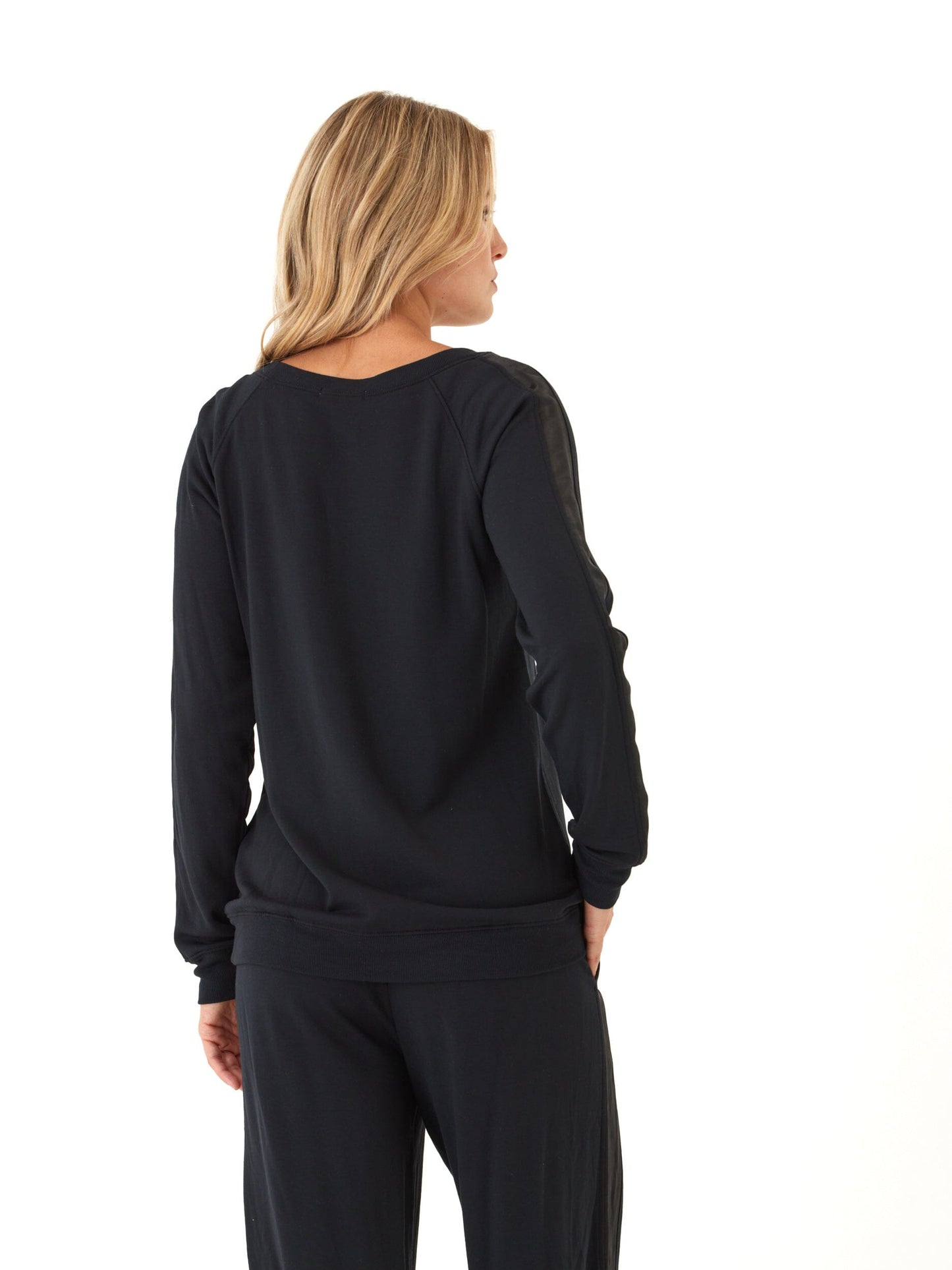 Priscilla Feather Fleece Satin Trim Detail Raglan Pullover