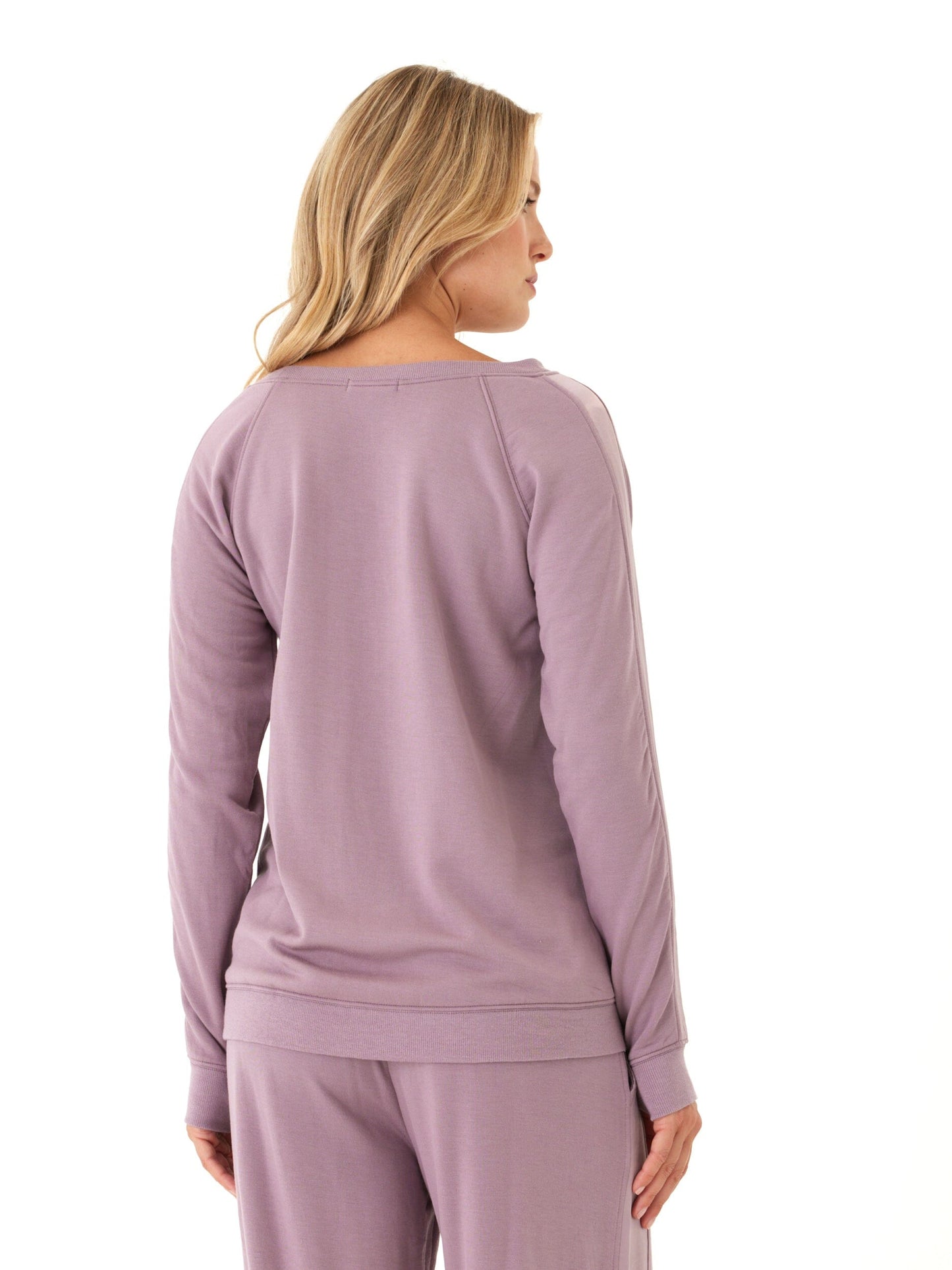 Priscilla Feather Fleece Satin Trim Detail Raglan Pullover