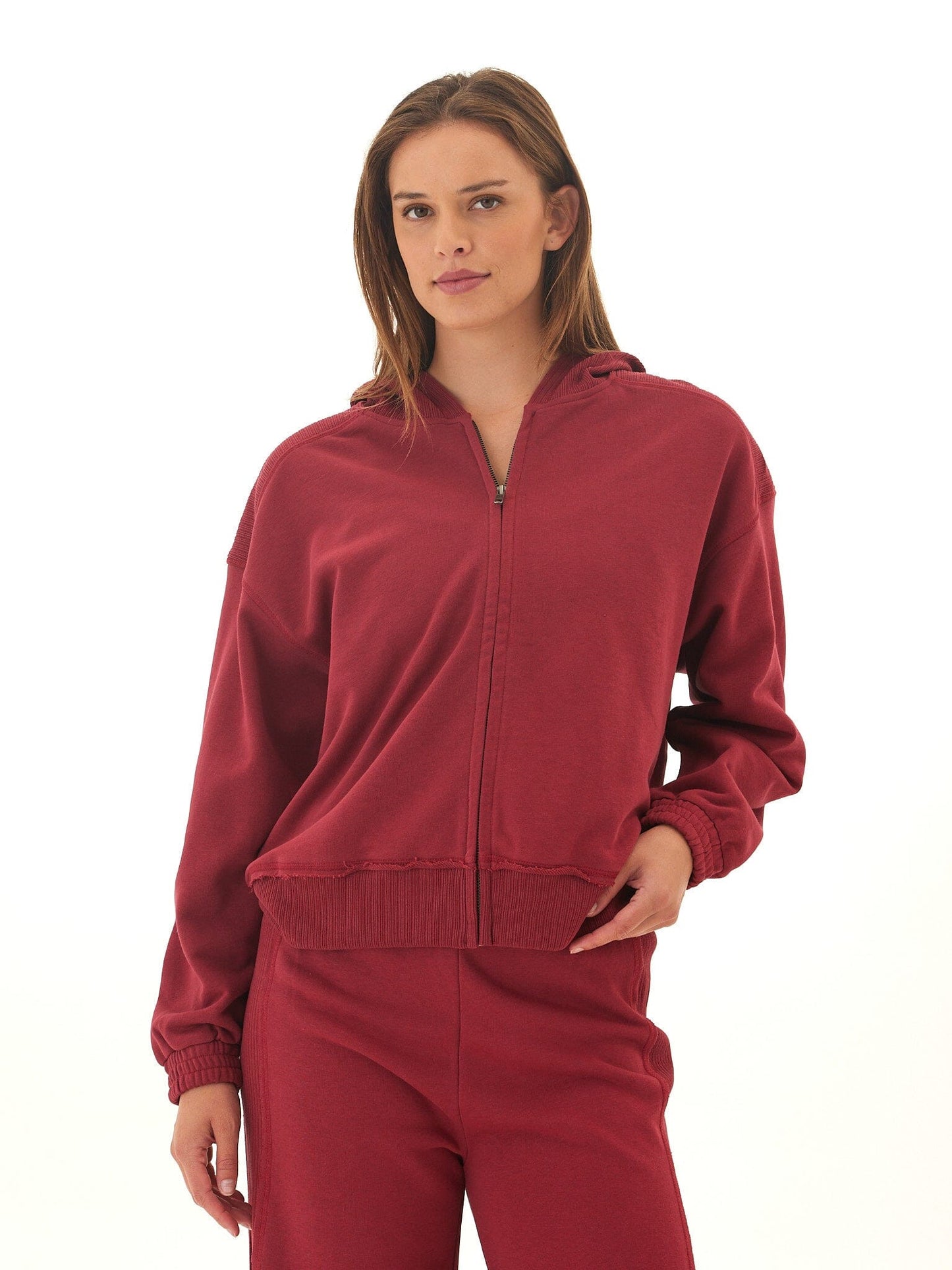 Starla French Terry Rib Mix Zip Hoodie