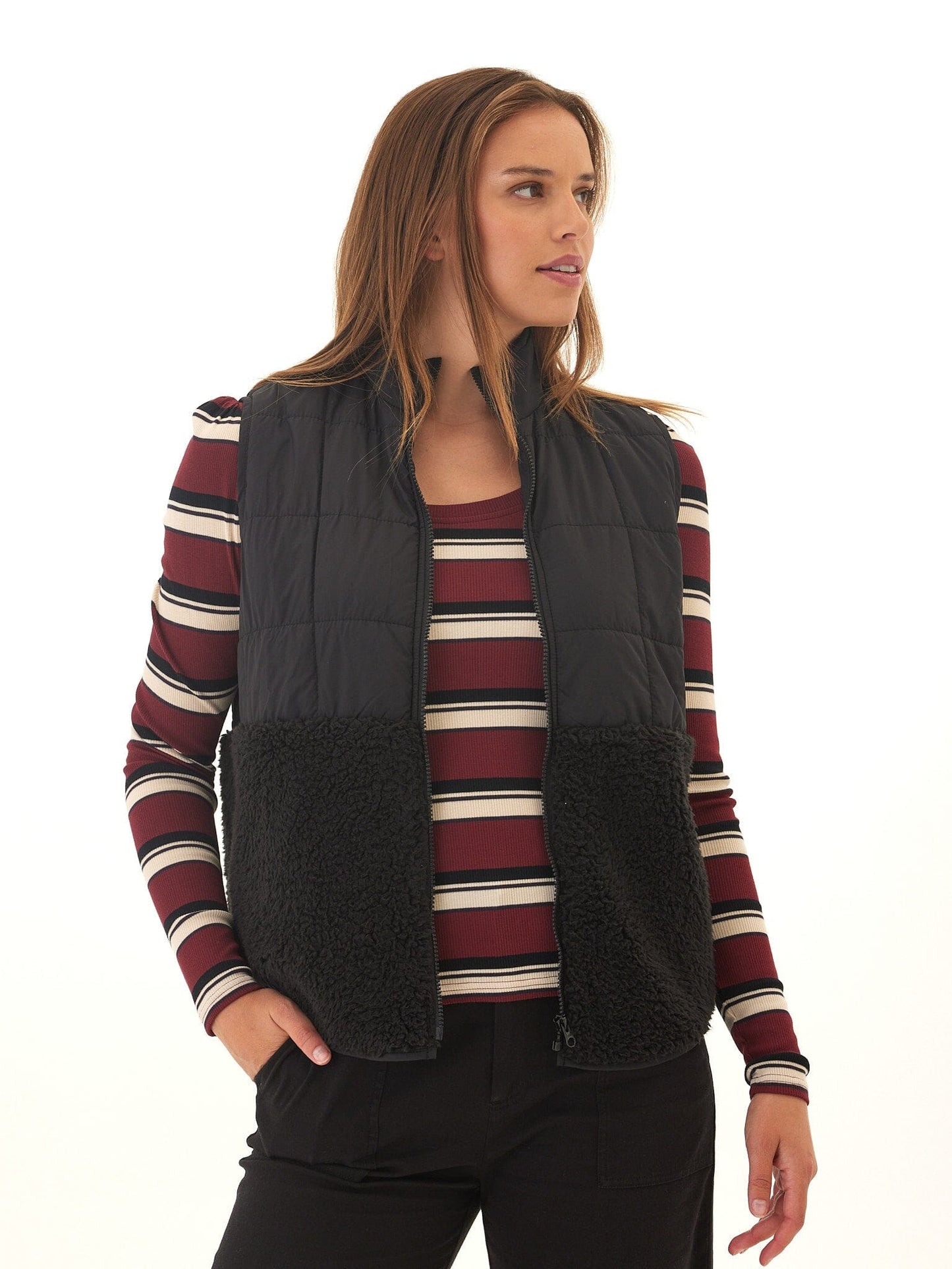 Janey Puffer Sherpa Mix Vest