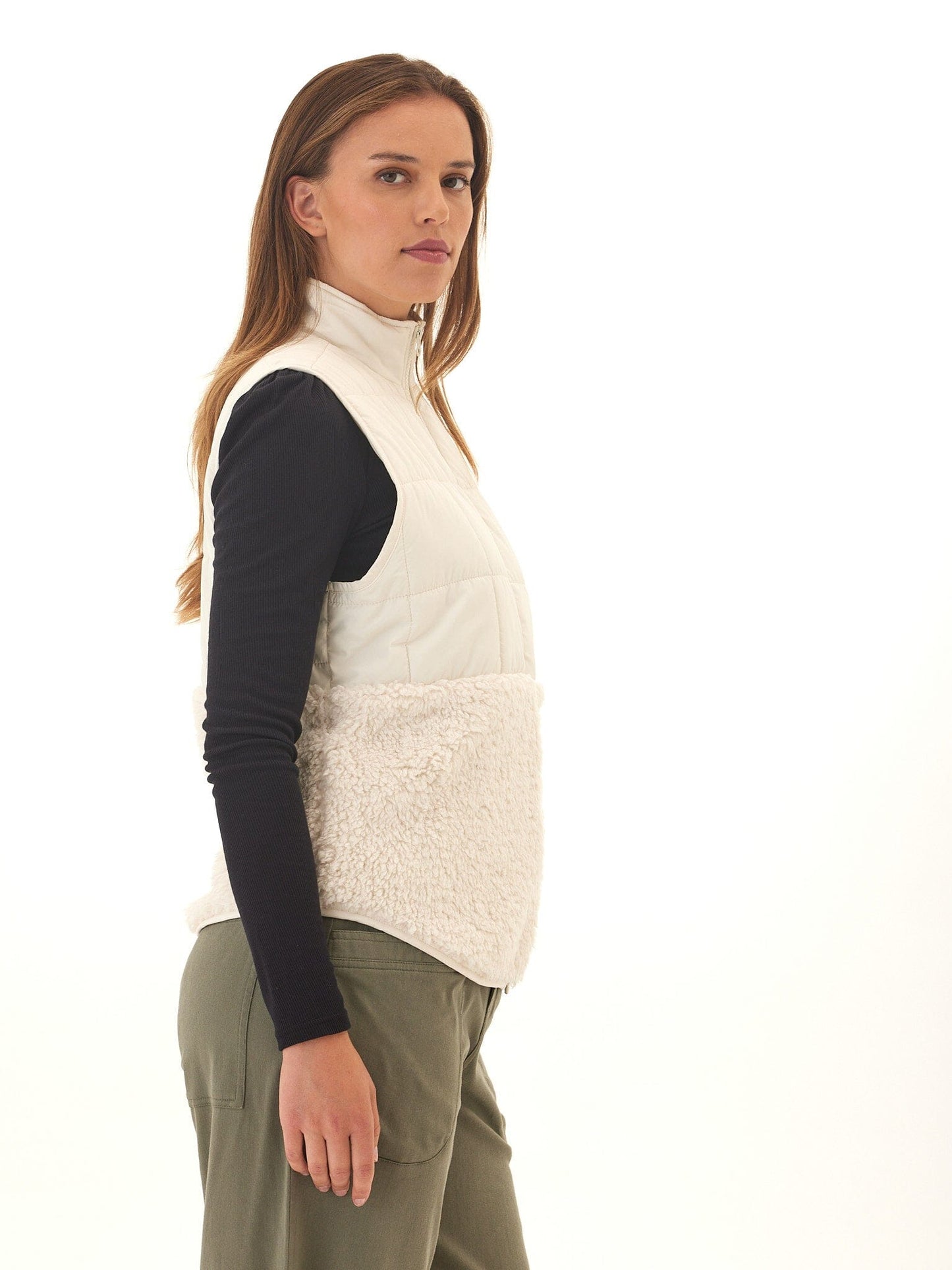 Janey Puffer Sherpa Mix Vest
