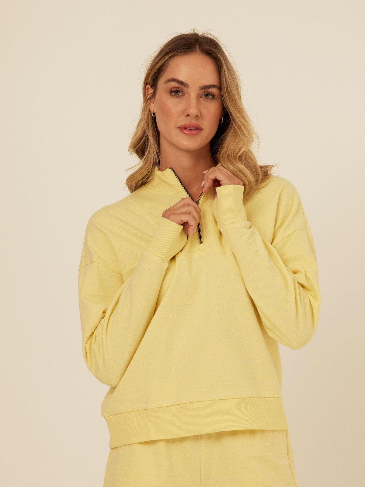 Kindra Dot Embroidered Terry Pullover