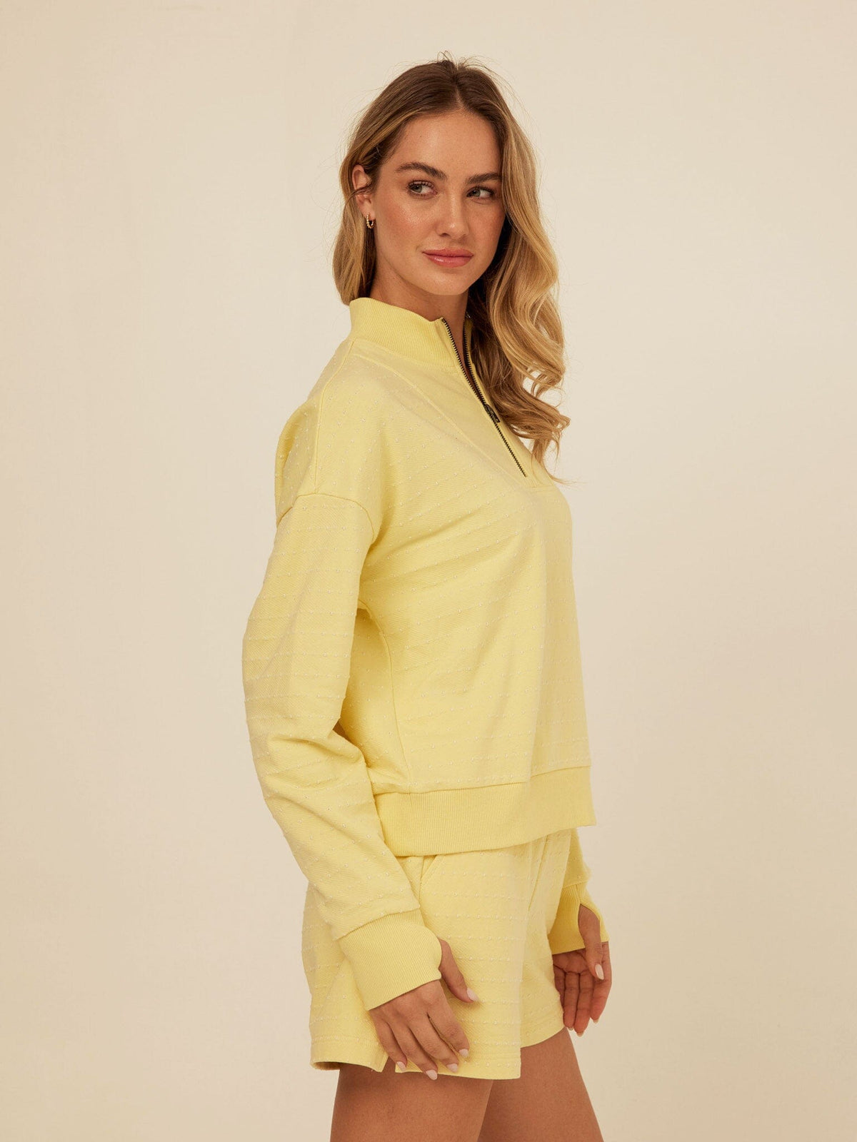 Kindra Dot Embroidered Terry Pullover