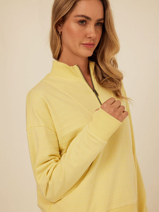 Kindra Dot Embroidered Terry Pullover