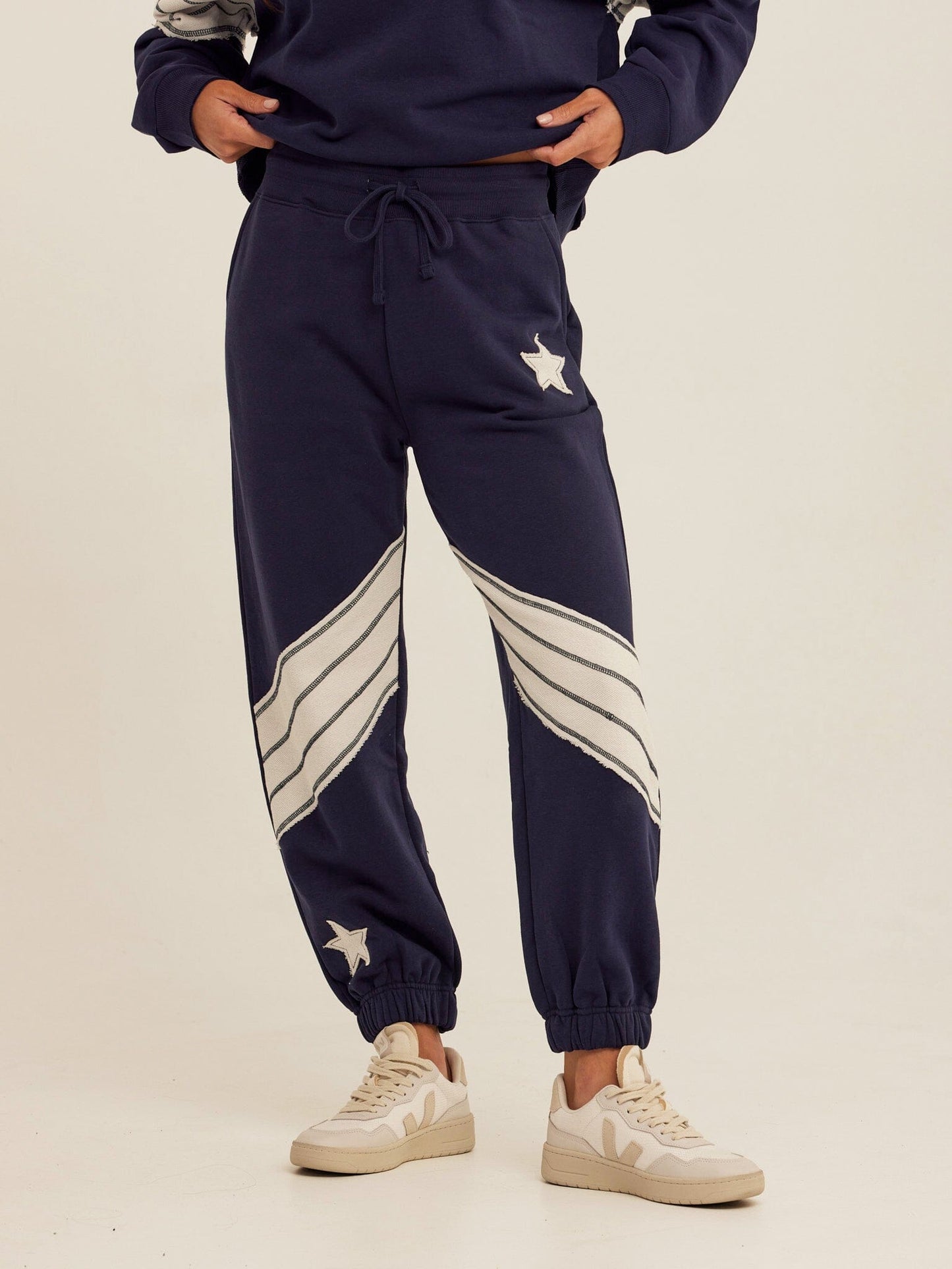 Eulalie Cotton Terry Patchwork Jogger