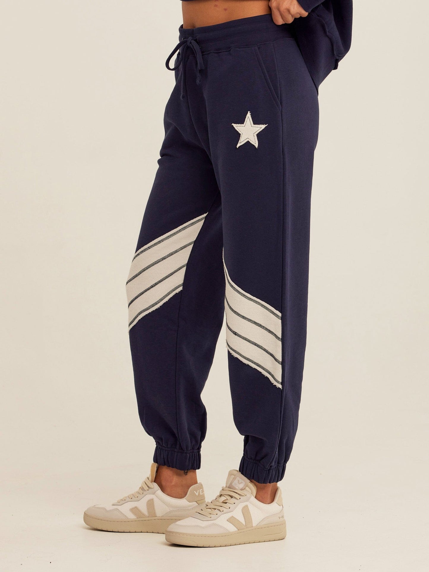 Eulalie Cotton Terry Patchwork Jogger