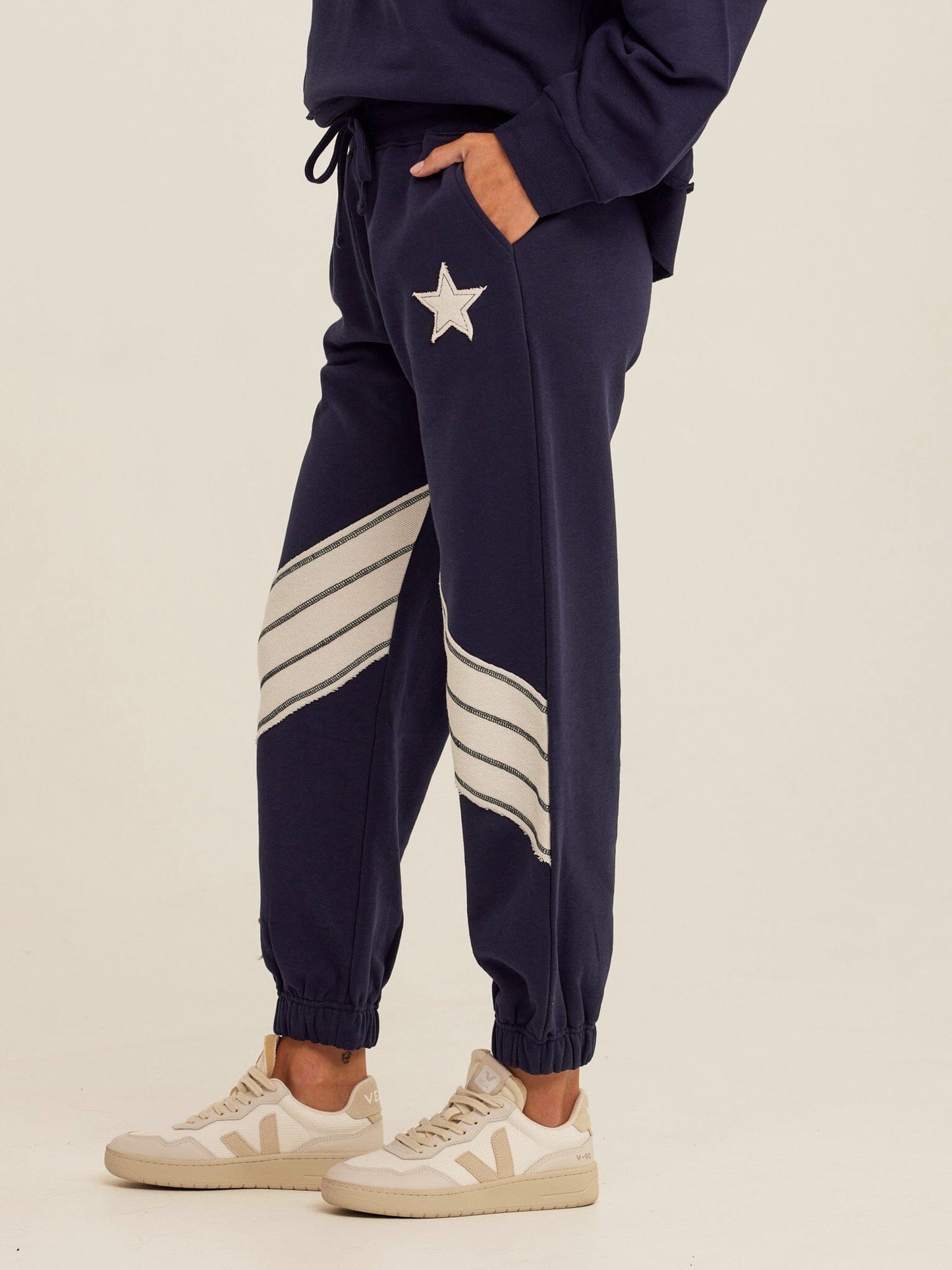 Eulalie Cotton Terry Patchwork Jogger