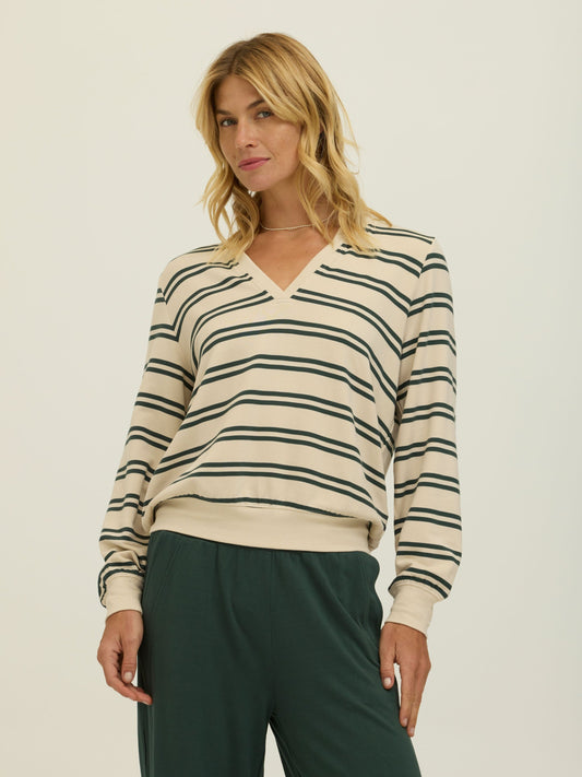 Hadley Barbados Stripe Feather Fleece Pullover