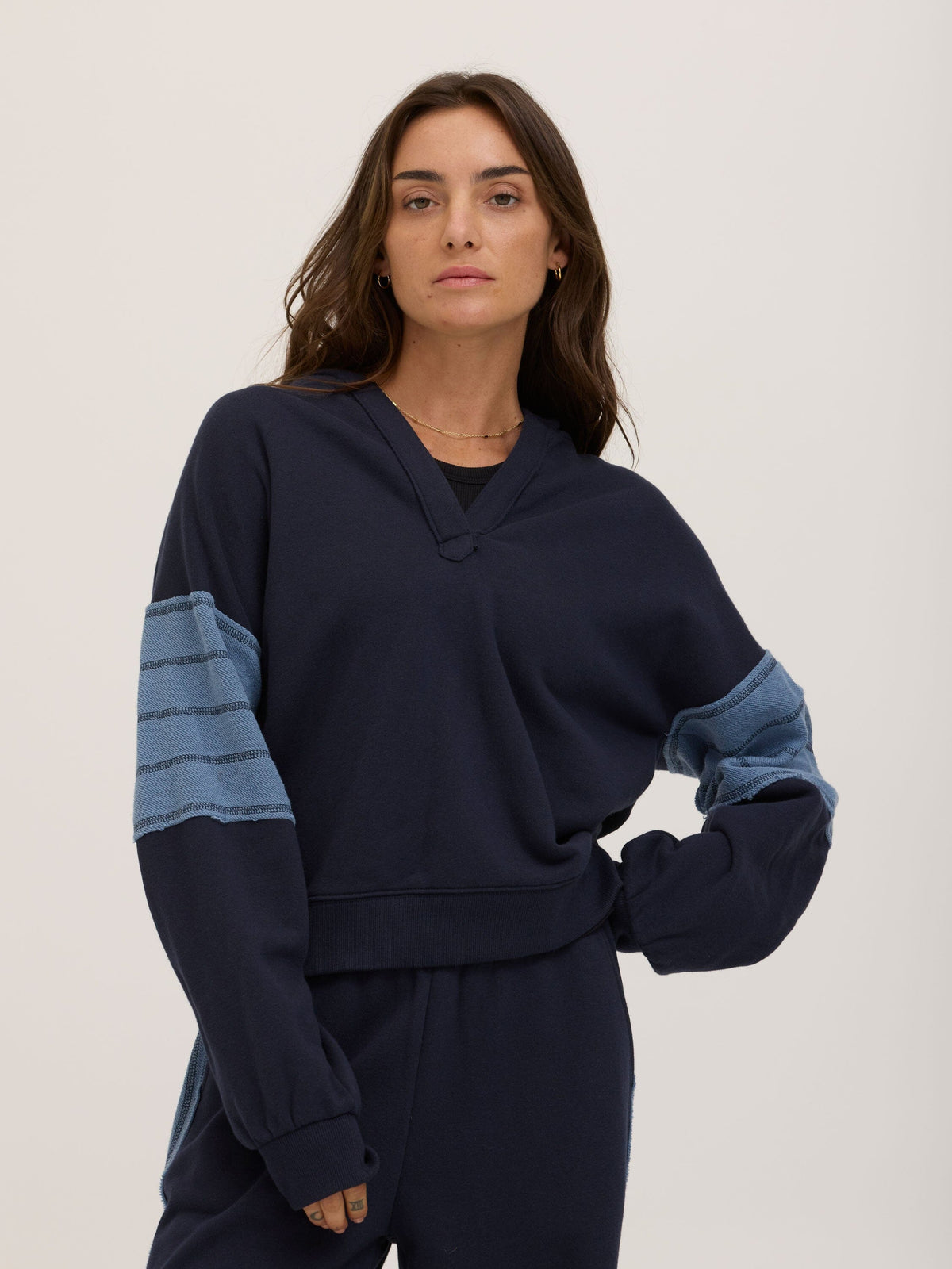 Sophia Cotton Terry Contrast Pullover