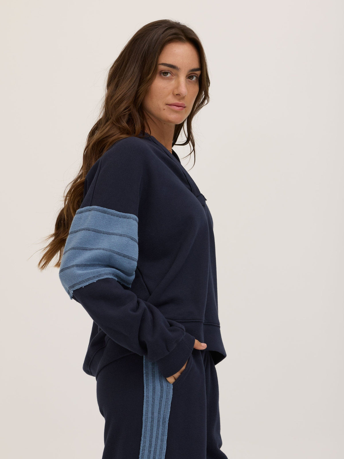 Sophia Cotton Terry Contrast Pullover