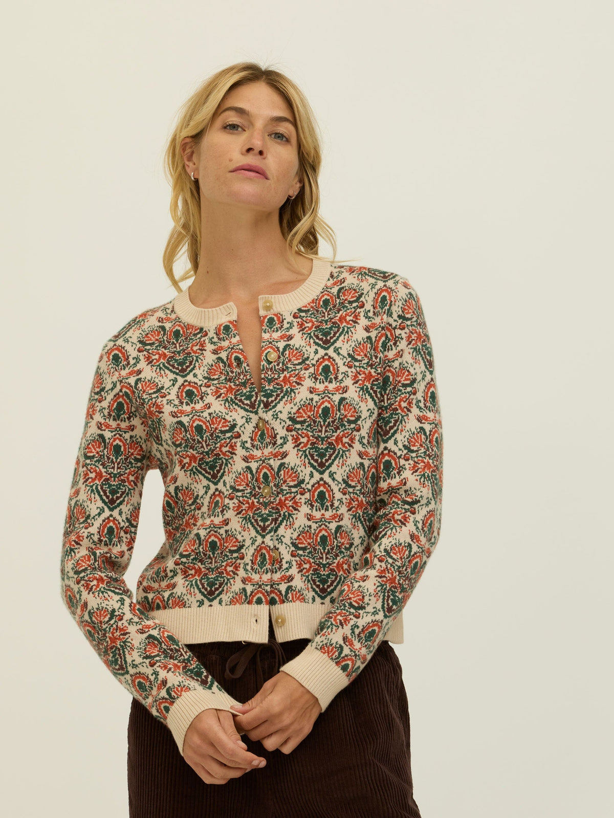 Effie Baroque Floral Cozy Cardigan