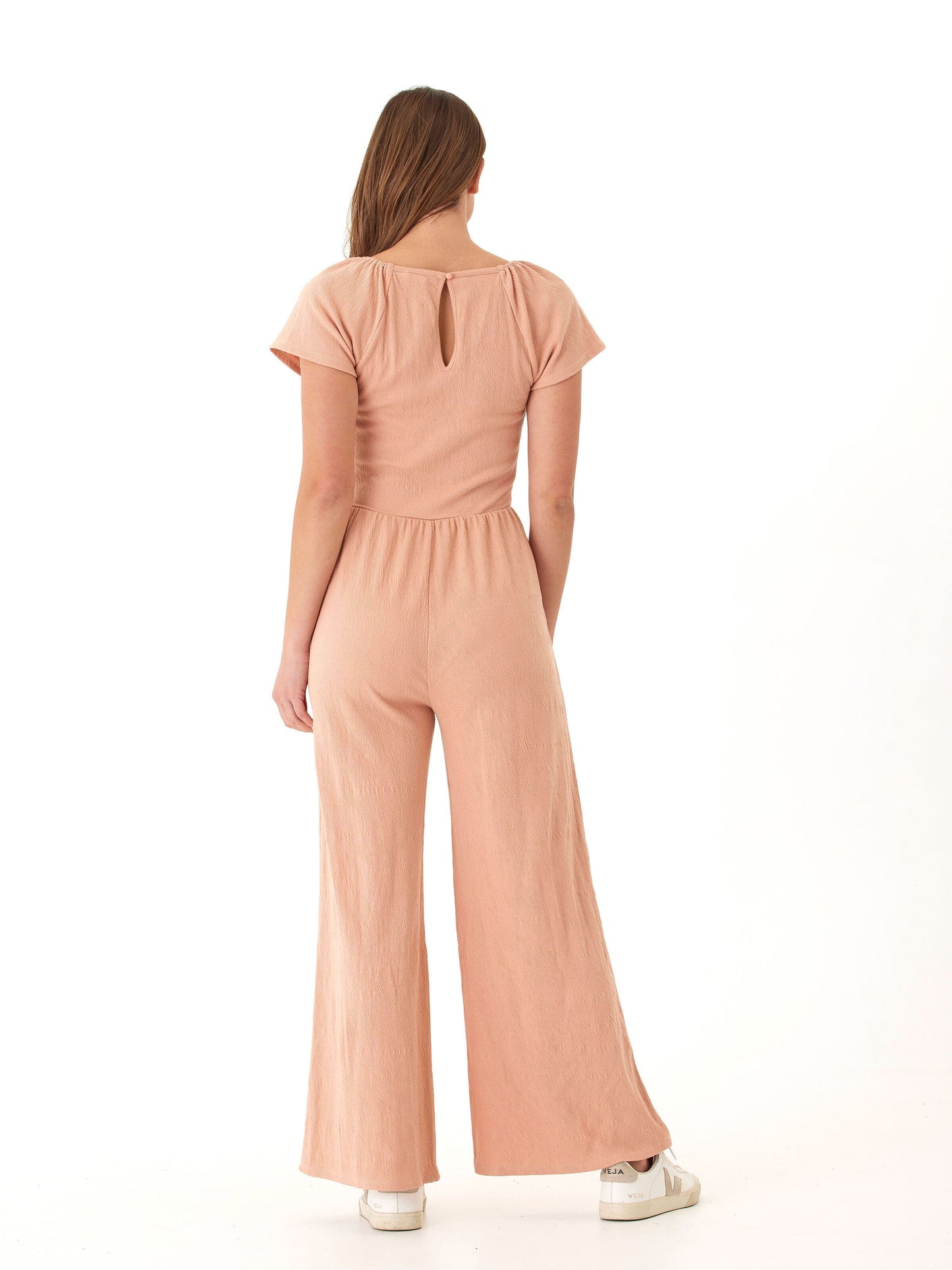 Lilyanna Smocked Jersey Flutter Sleeve Jumpsuit