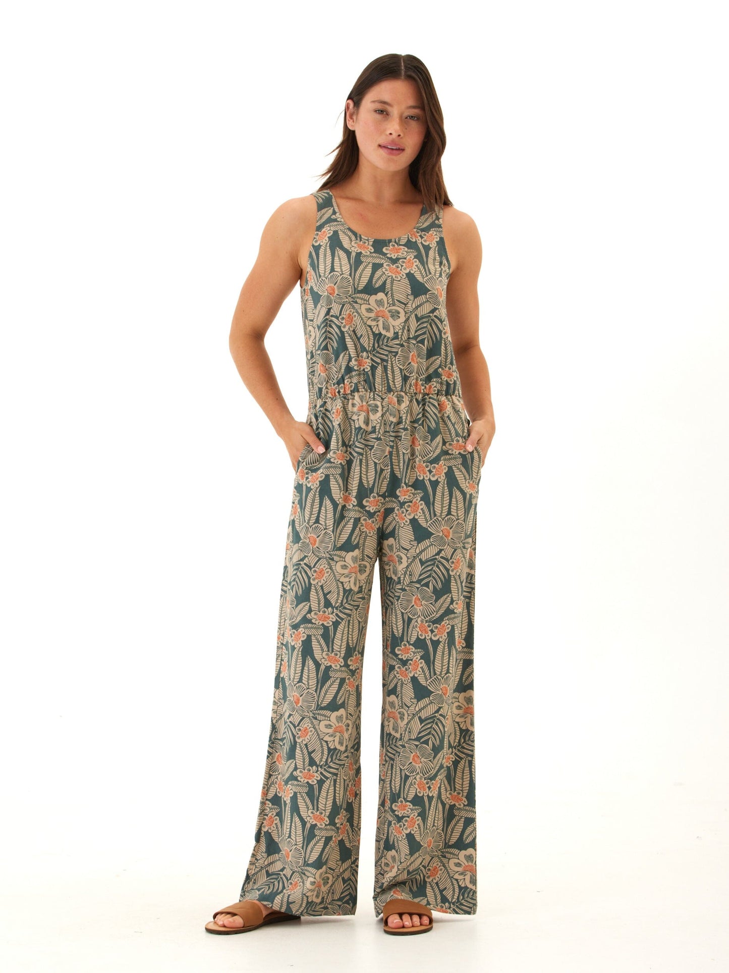 Colleen Island Flora Print Woven Jumpsuit