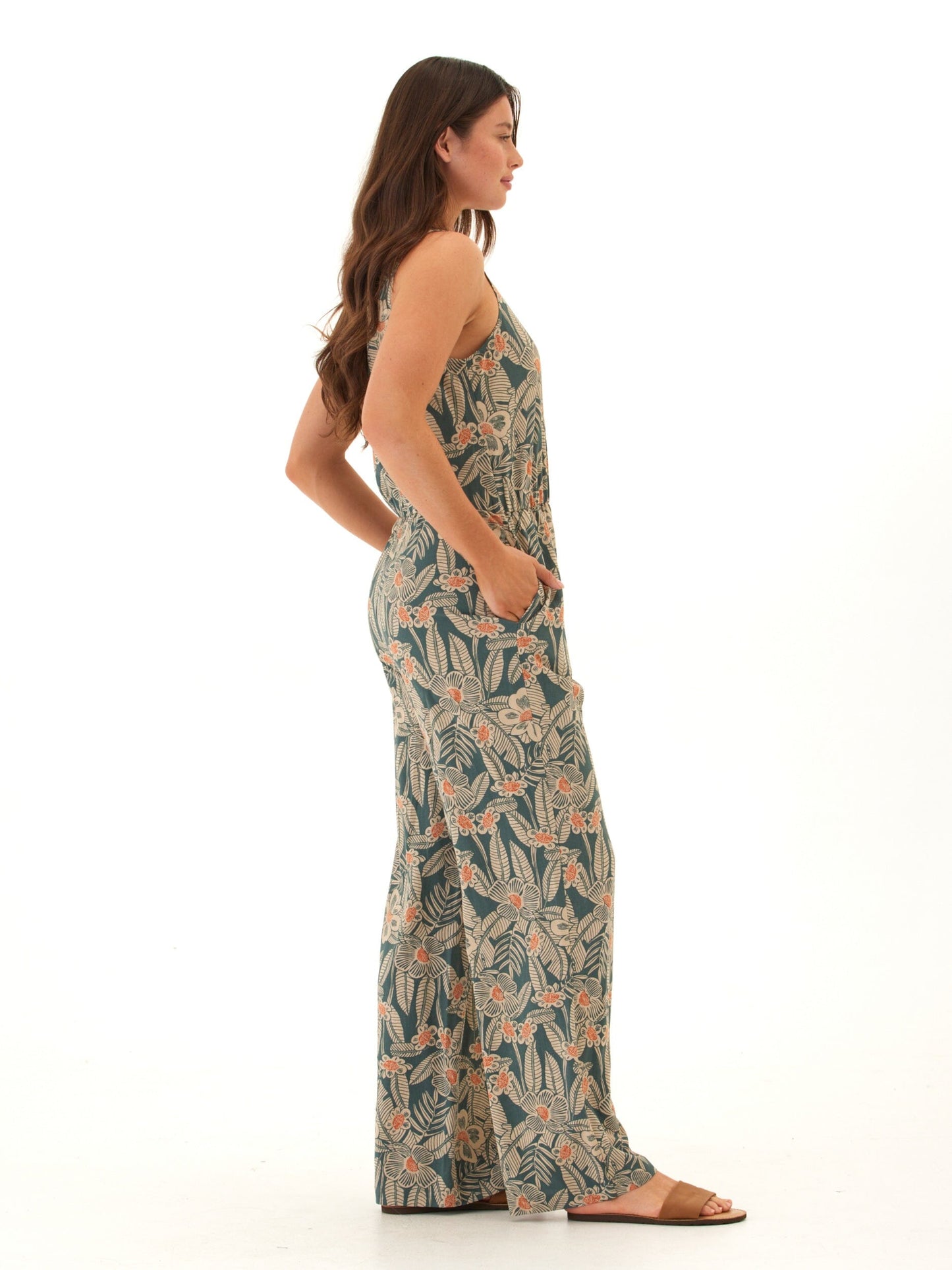 Colleen Island Flora Print Woven Jumpsuit