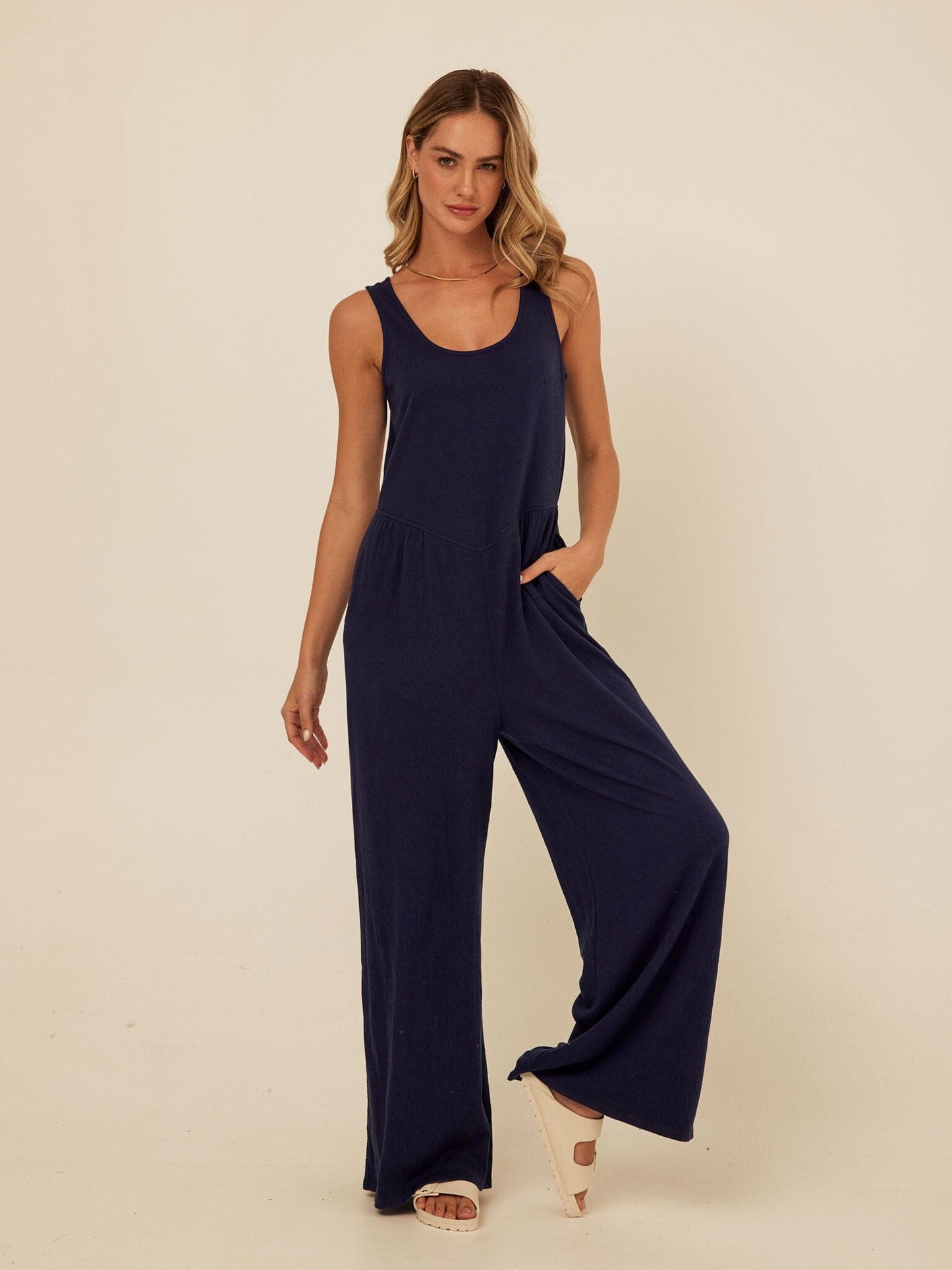 Eira Smocked Jersey Jumpsuit