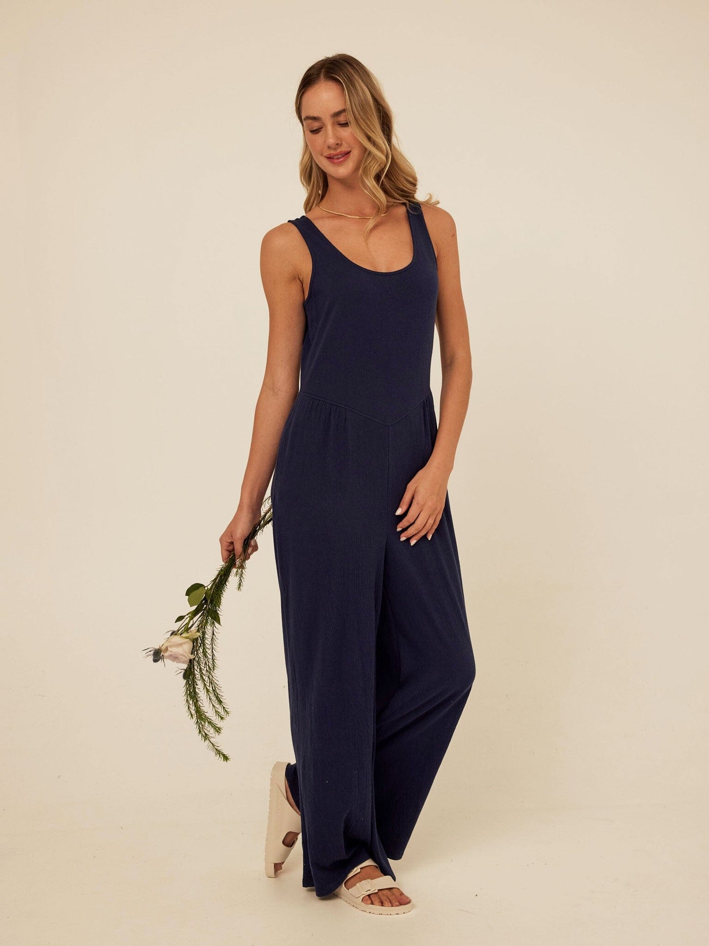 Eira Smocked Jersey Jumpsuit