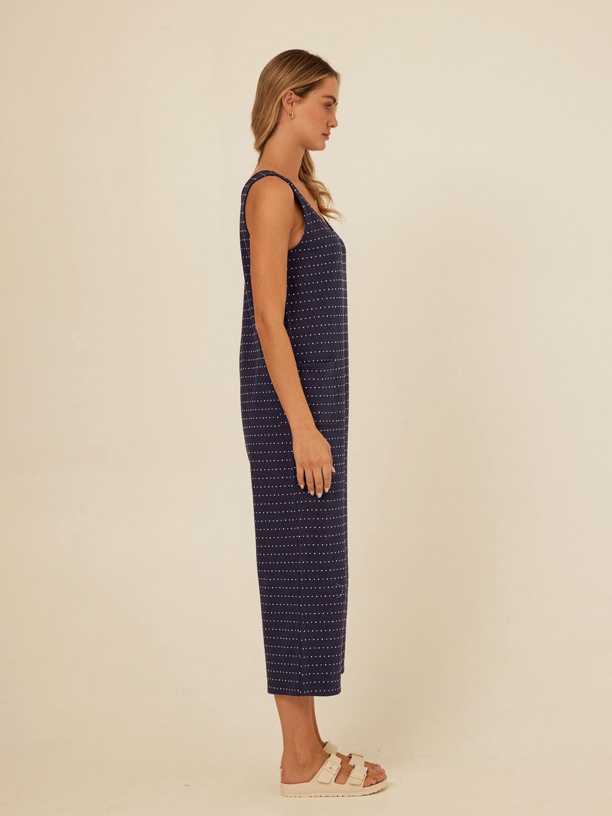 Rainey Dot Embroidered Terry Capri Jumpsuit