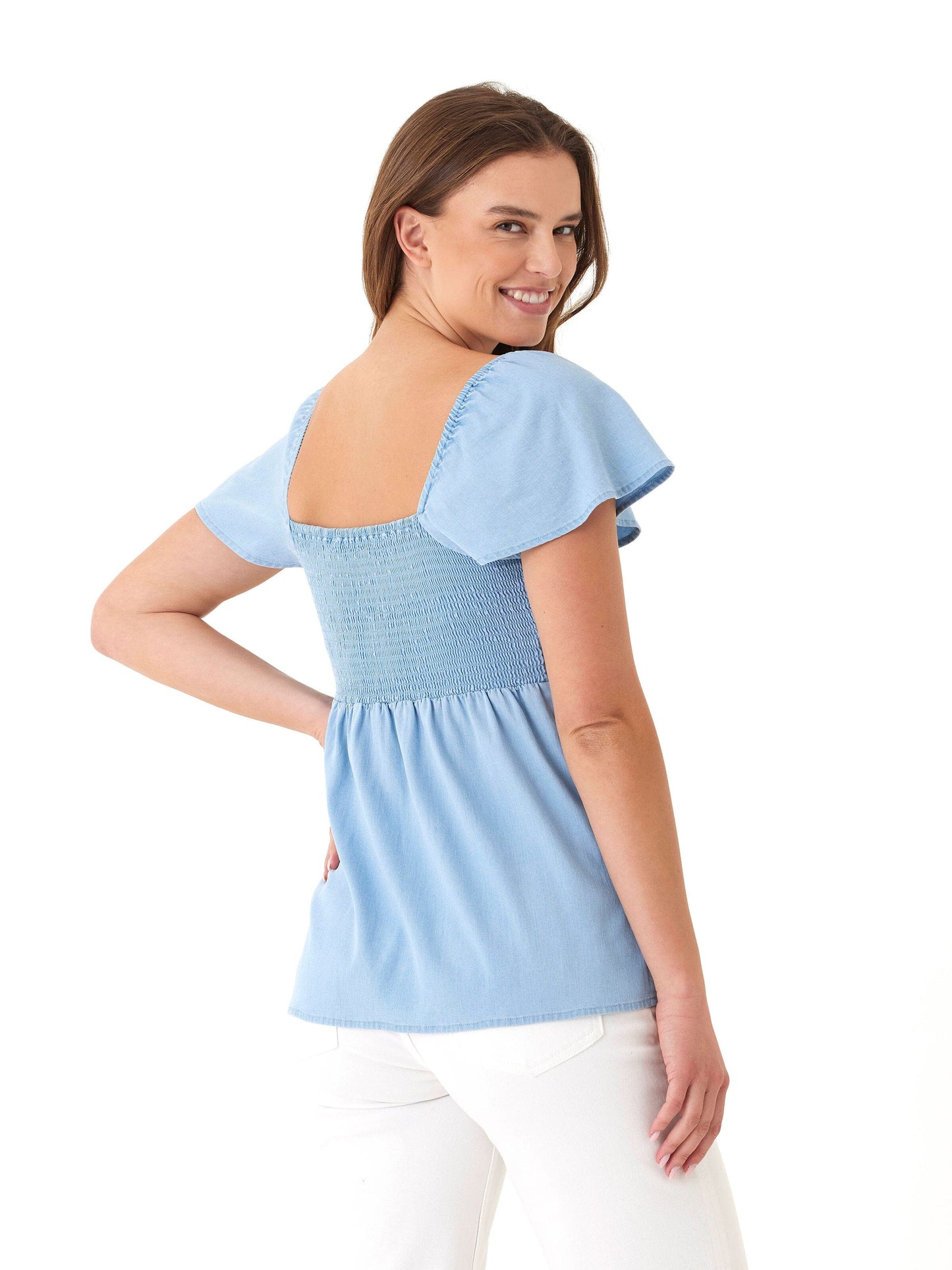 Ramira Stretch Chambray Top
