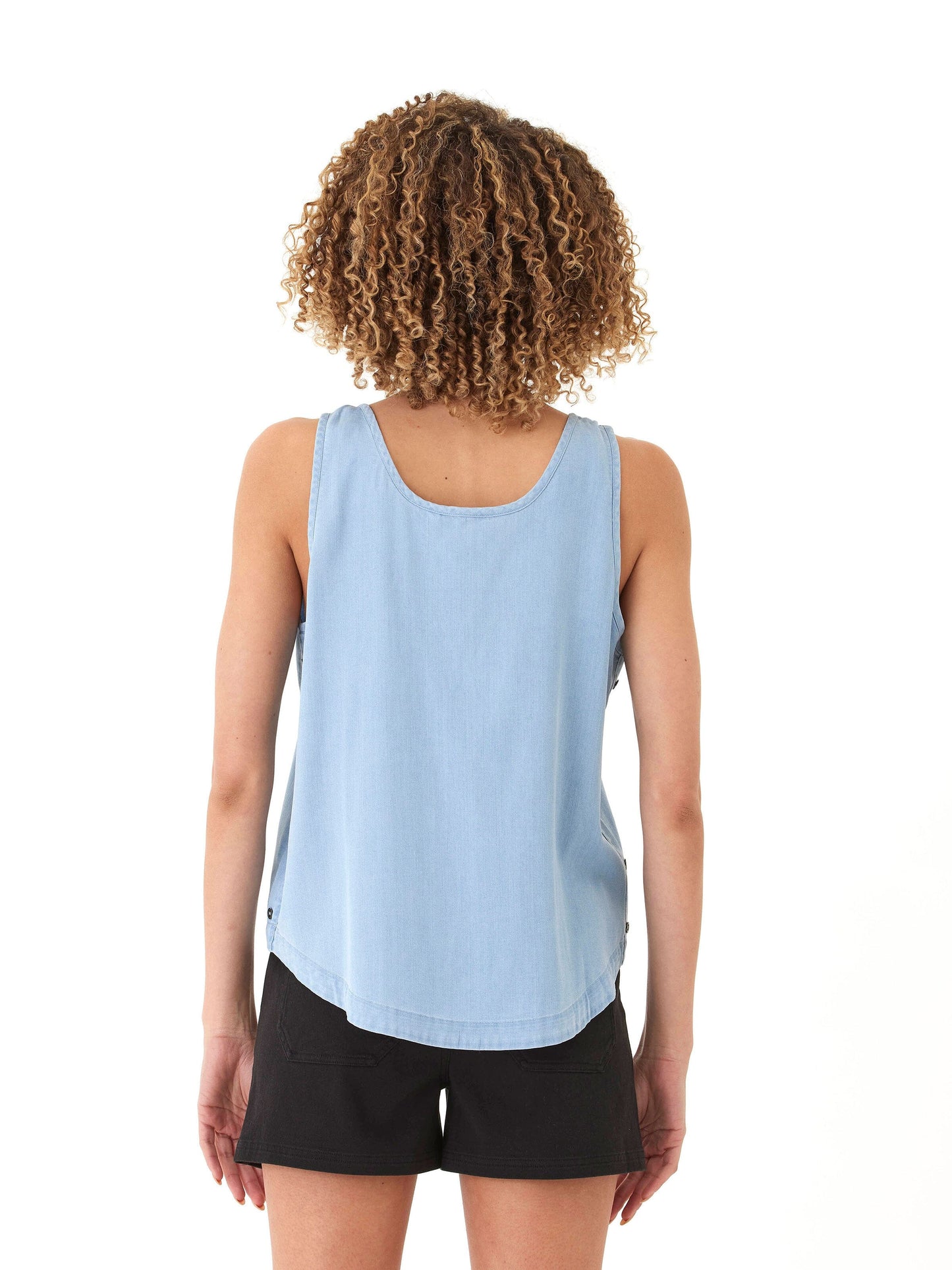 Clarice 2.0 Stretch Chambray Button Tank