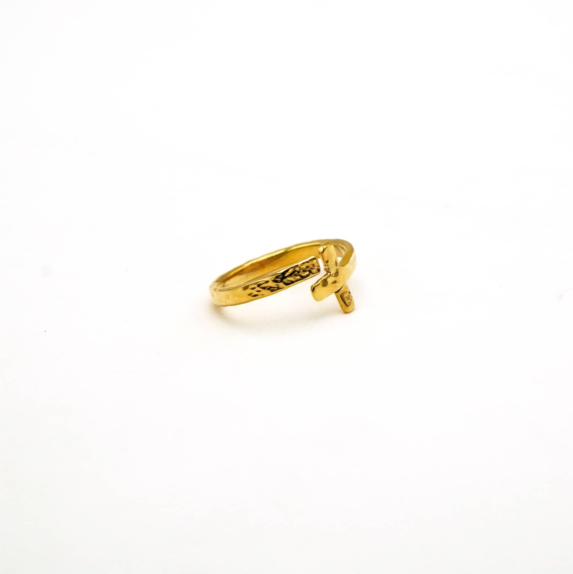 Tai Hammered Adjustable Cross Wrap Ring