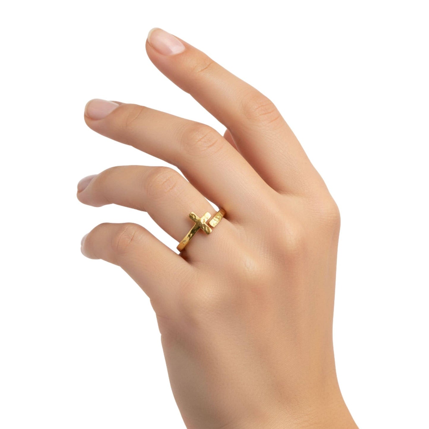 Hammered Cross Wrap Ring | Tai