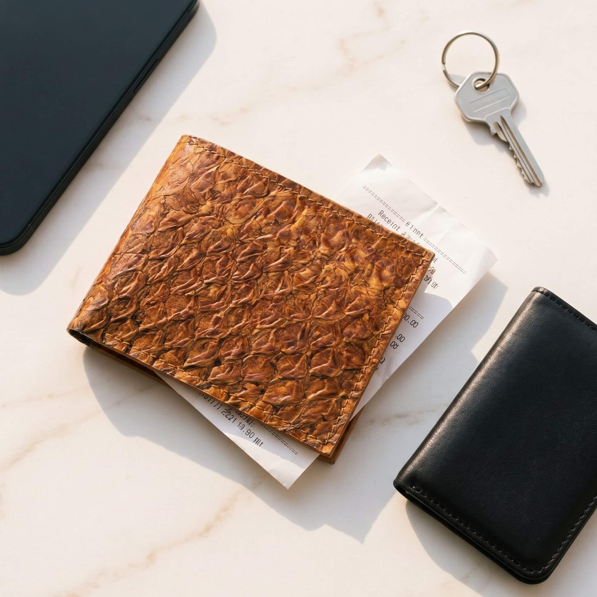 Tan Standard Fish Leather Wallet #color_tan