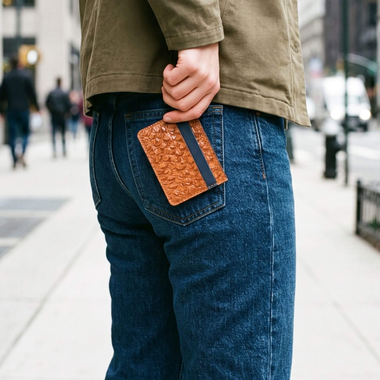 Fish Card Holder Wallet, Unisex Leather Card Case - EcoDunia #color_tan-fish-gray