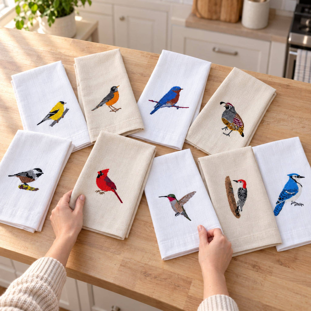 Hummingbird Embroidered Cotton Tea Towel EcoDunia #birds_hummingbird