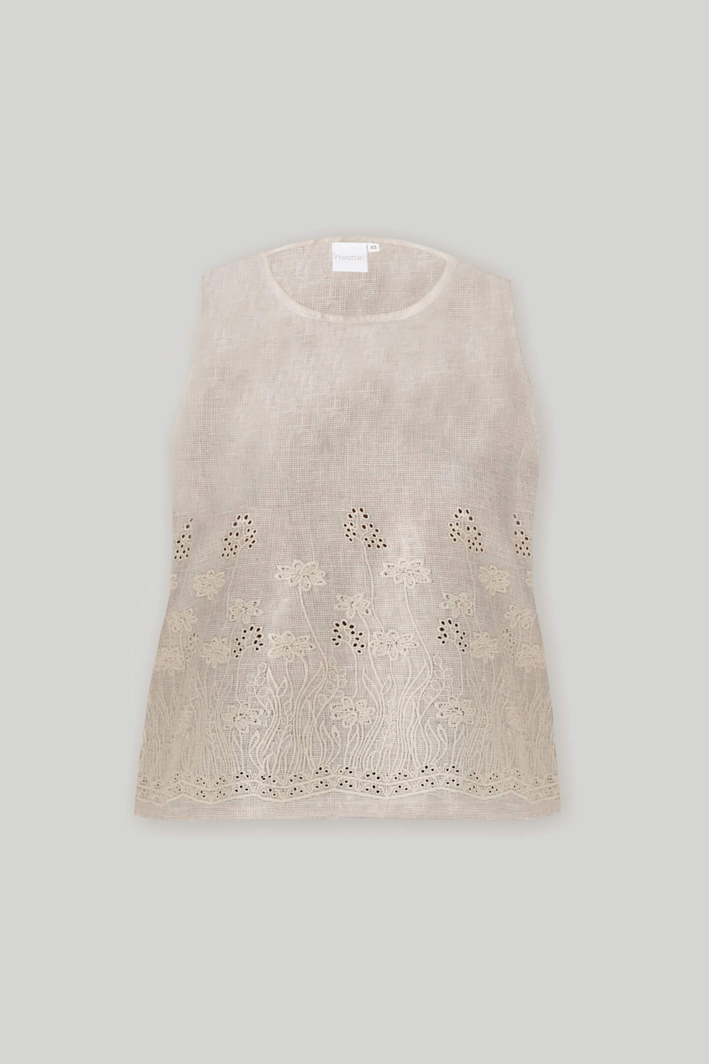 The Embroidered Button Back Top in Checkered Linen