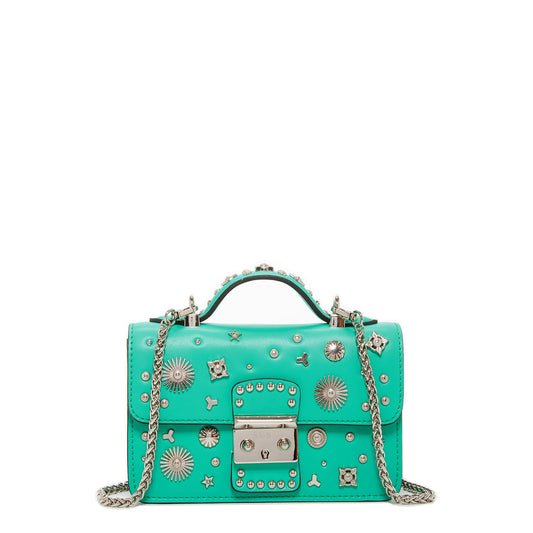 SUSU Small Leather Crossbody Bag Green Purse