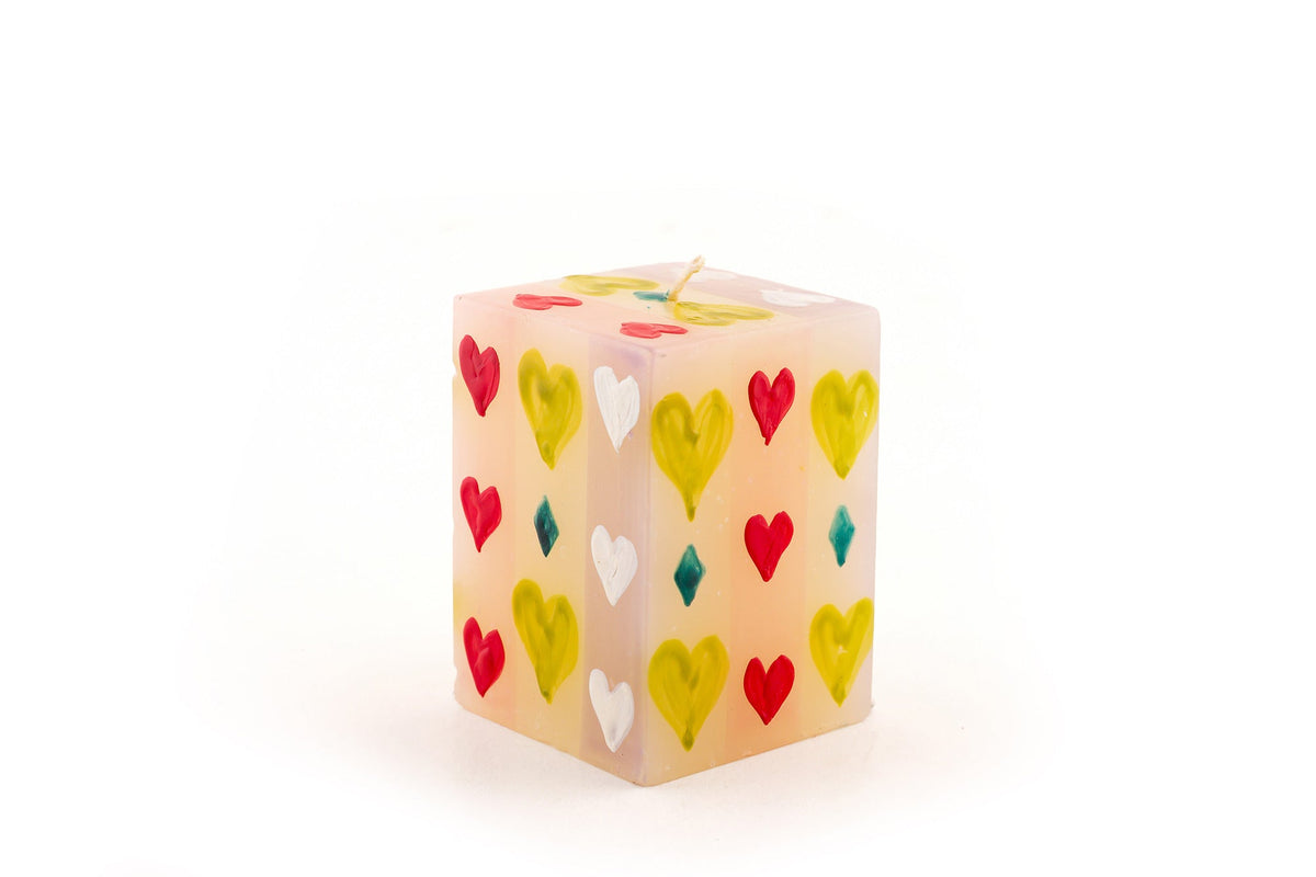 Pastel Hearts Painted Candles