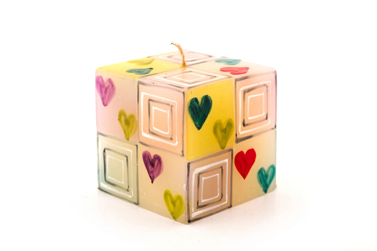 Pastel Hearts Painted Candles