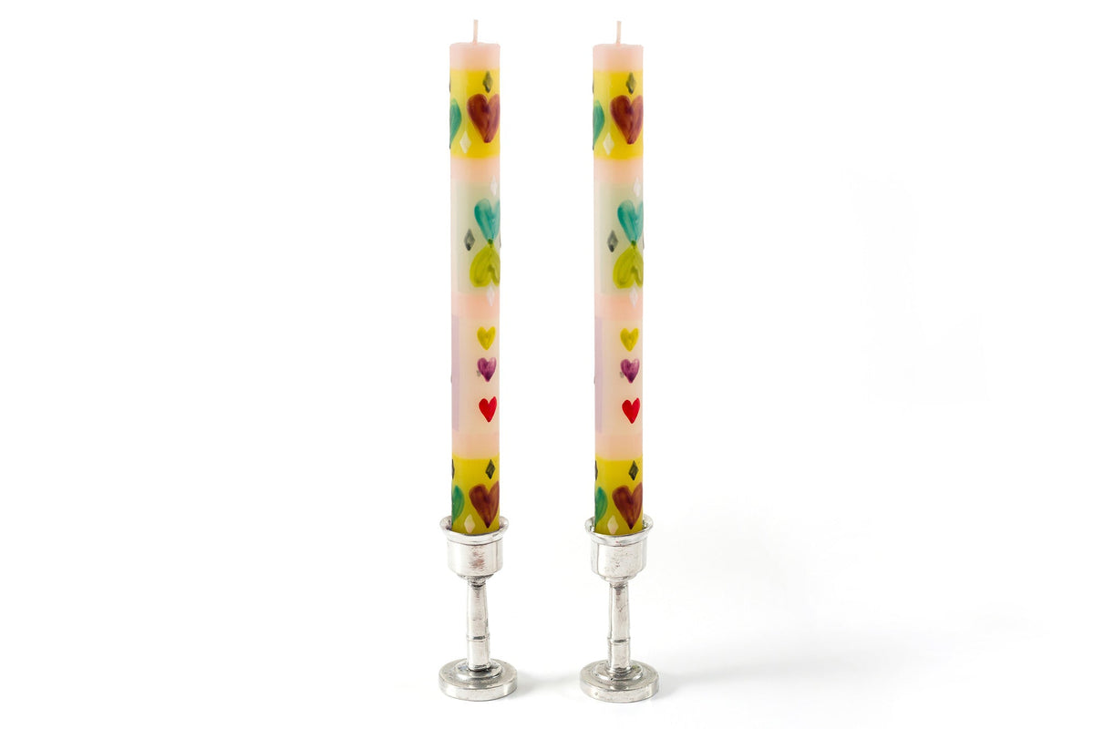 Pastel Hearts Painted Candles
