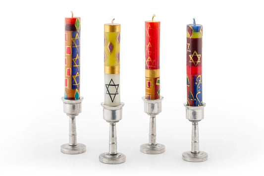 Shabbat Judaica Painted Candles