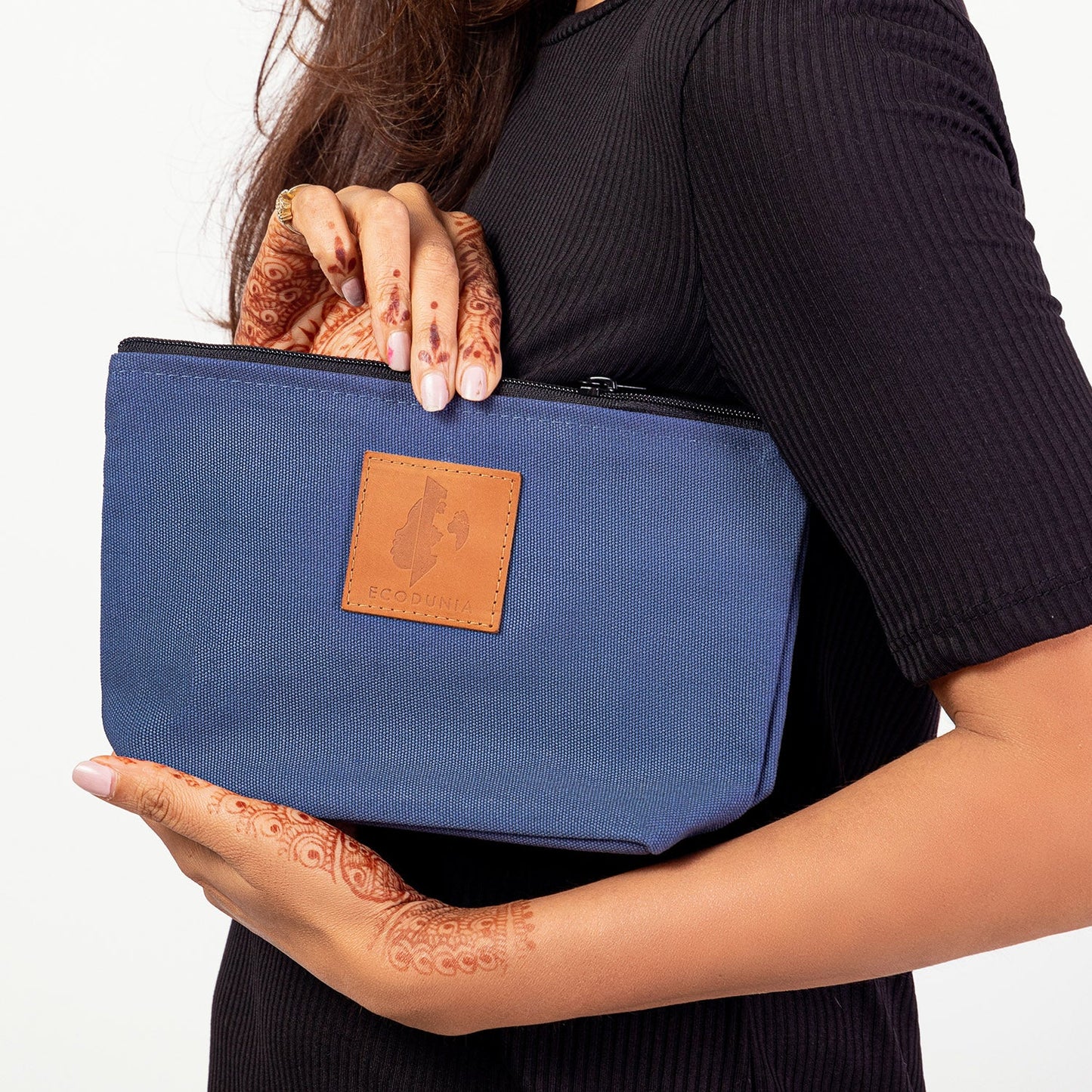 Ren Canvas Makeup Bag – Fair Trade Cosmetic & Toiletry Pouch #color_pale-blue