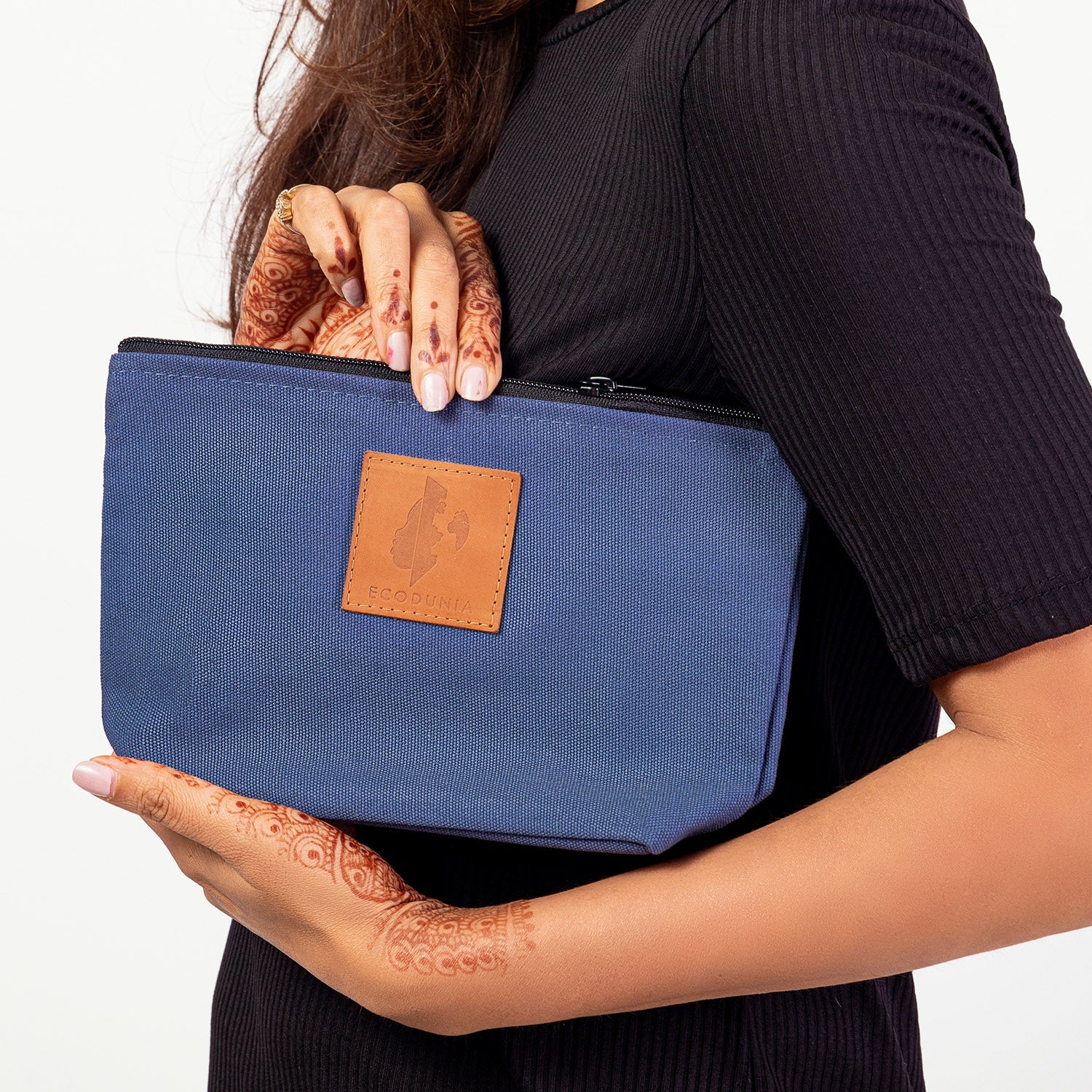 Ren Canvas Makeup Bag – Fair Trade Cosmetic & Toiletry Pouch #color_pale-blue