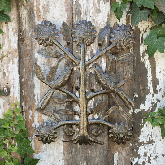 11" X 13" Wedding Gift, Love Birds Tree of Life Haitian Art