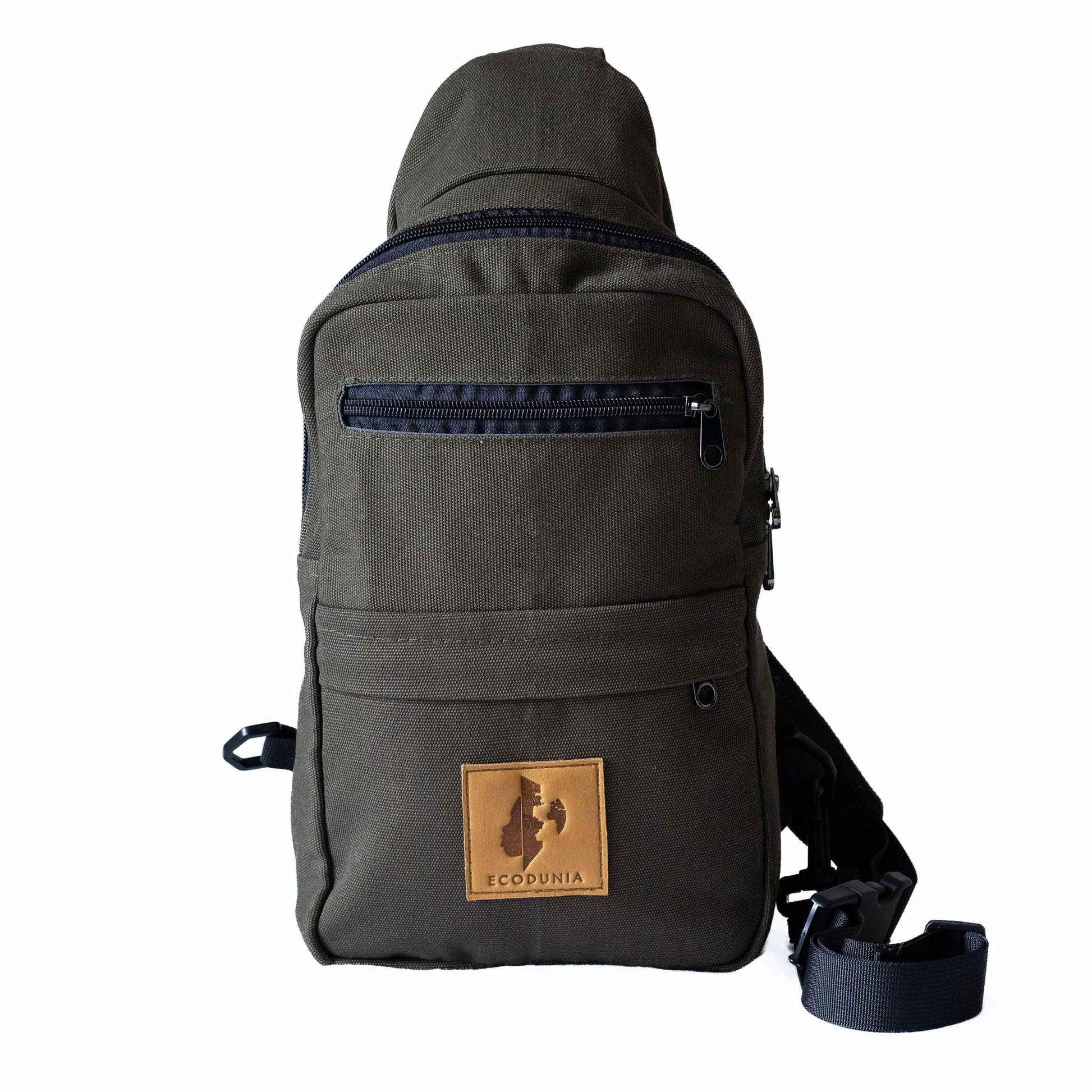 Umoja green canvas crossbody sling bag #color_green
