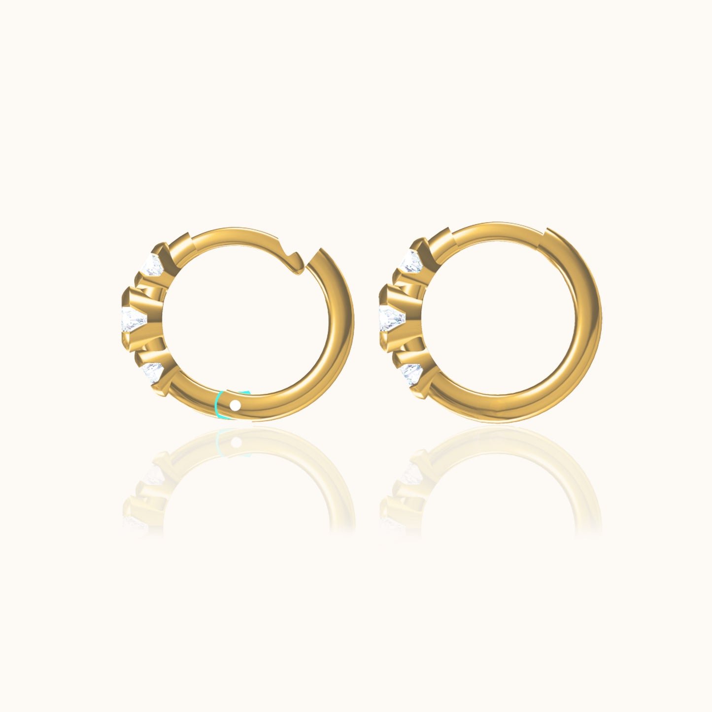 Triple CZ Hoop Earrings