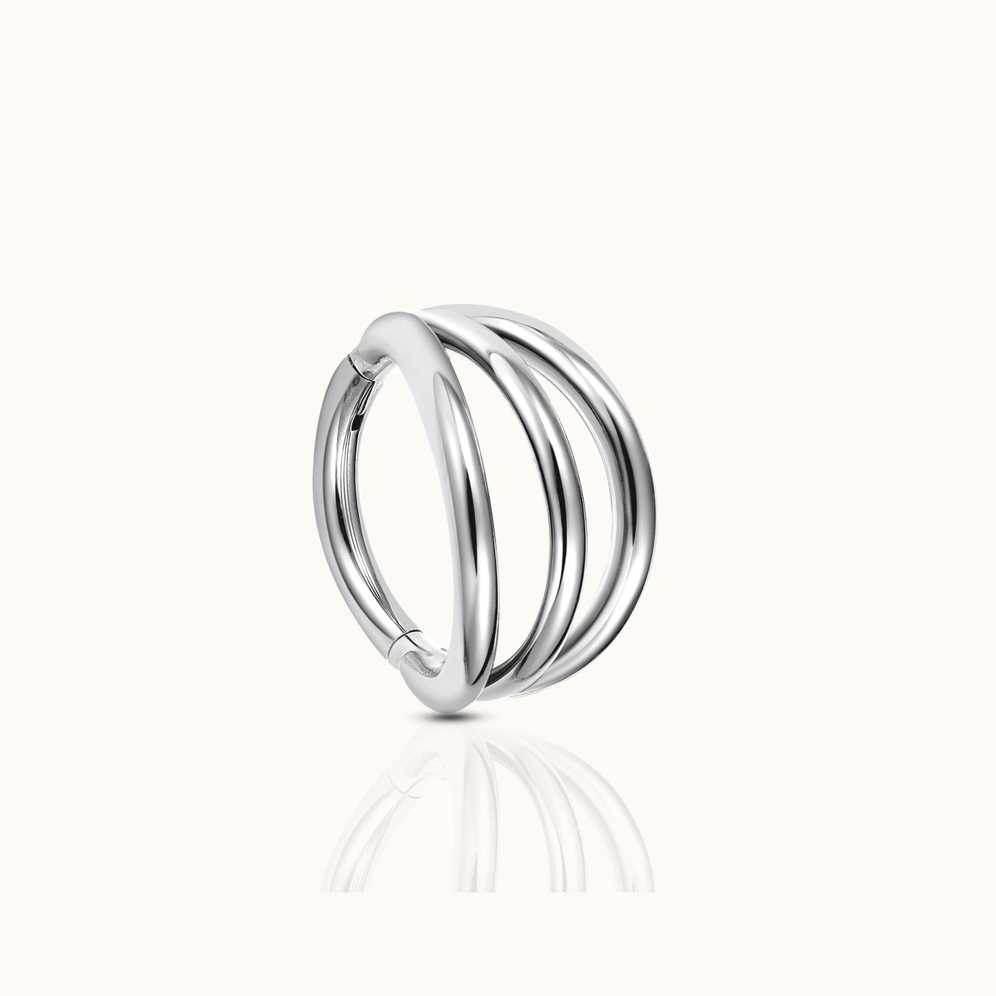 Triple Circle Geometric Clicker Titanium Hinged Hoop Earring