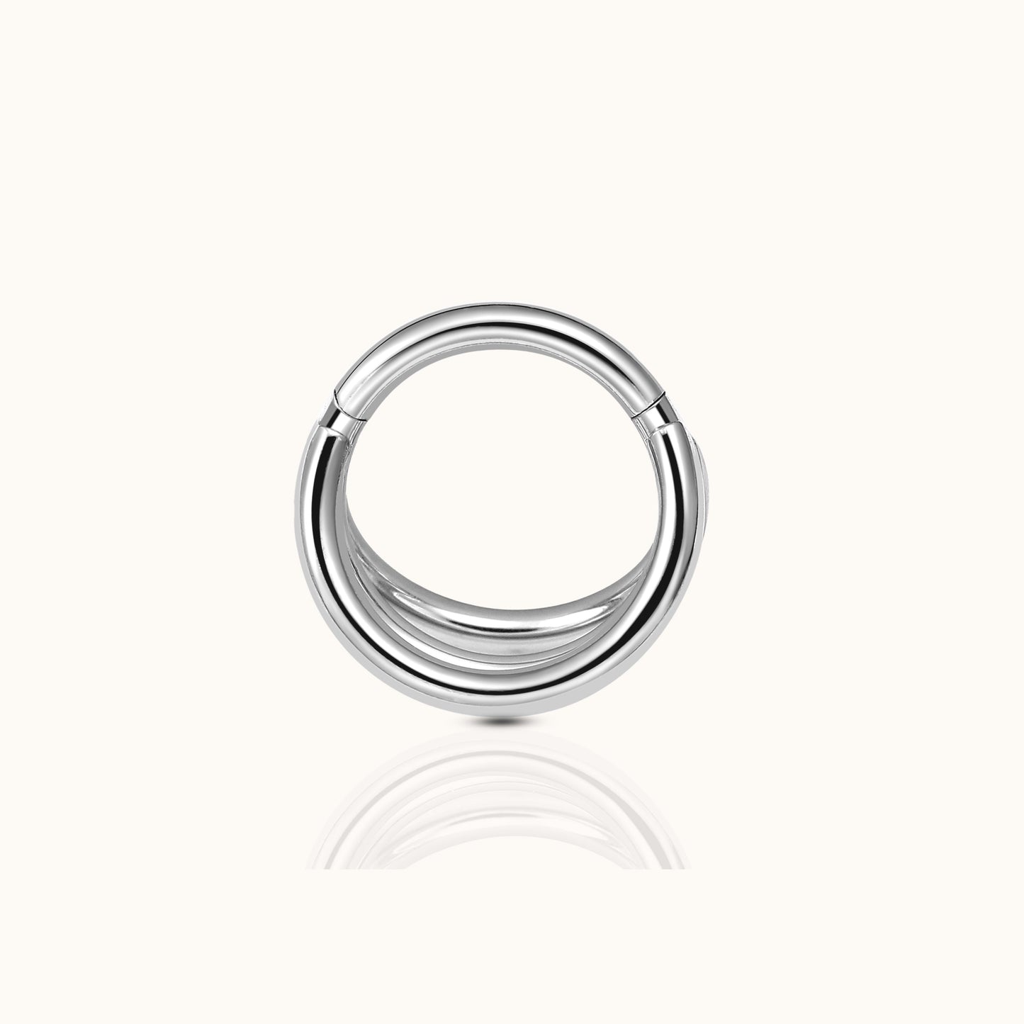 Triple Circle Geometric Clicker Titanium Hinged Hoop Earring