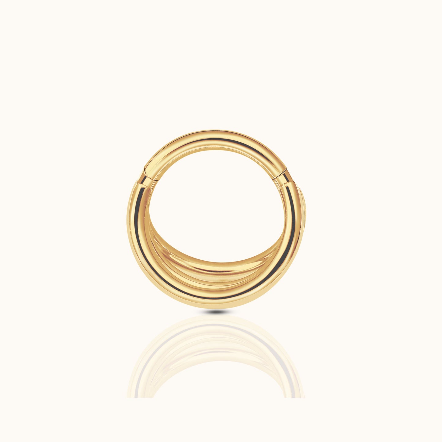 Triple Circle Geometric Clicker Titanium PVD Gold Hinged Hoop Earring