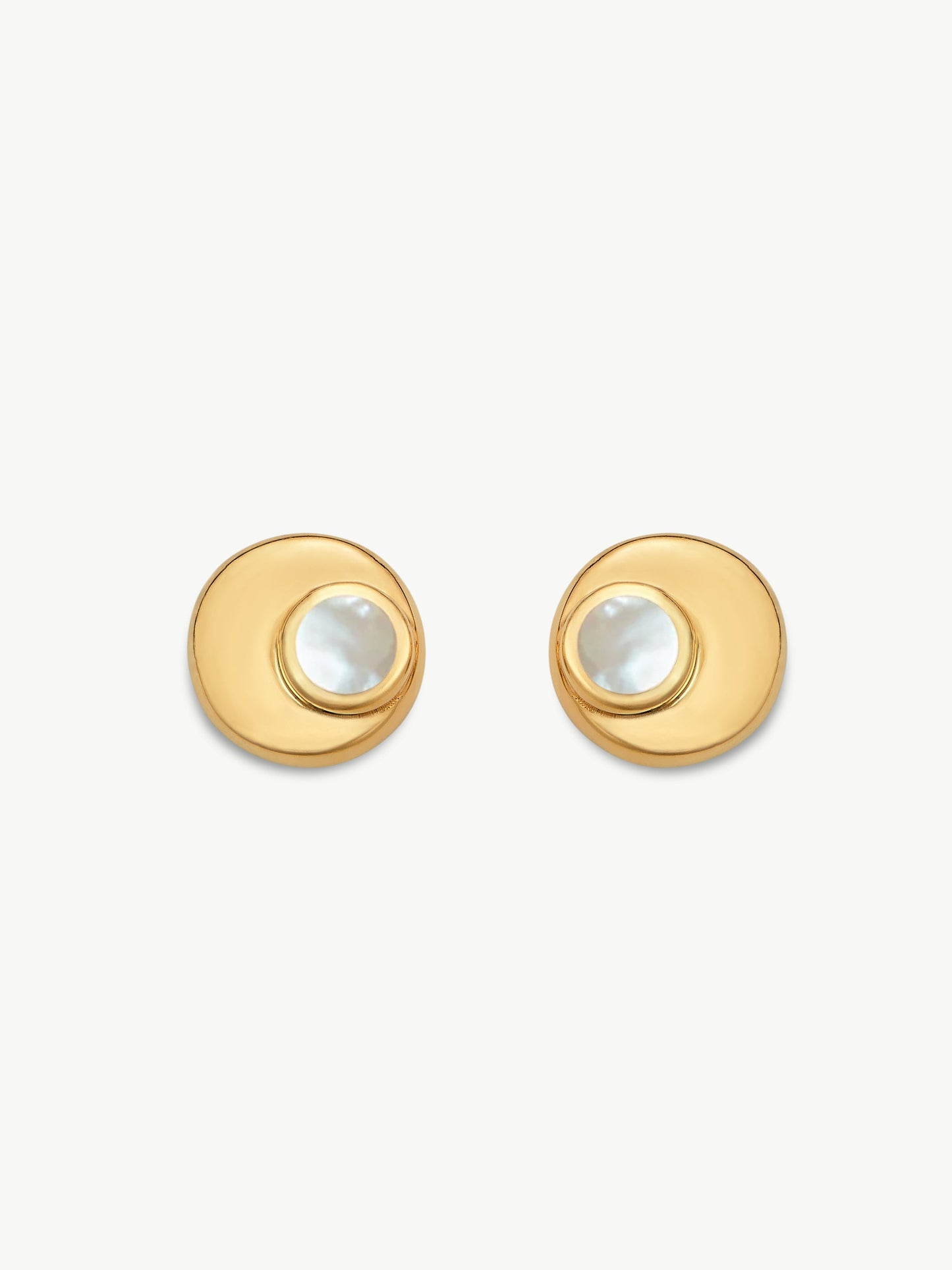 Gold plated Mother of Pearl stud earrings - Cressida | No More Nobody