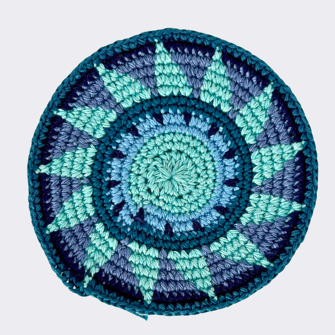 Blue & Green Crocheted Coasters, Set of 4