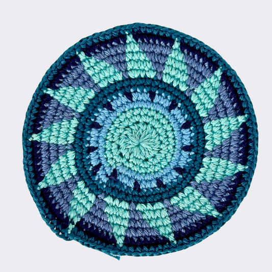 Blue & Green Crocheted Coasters, Set of 4