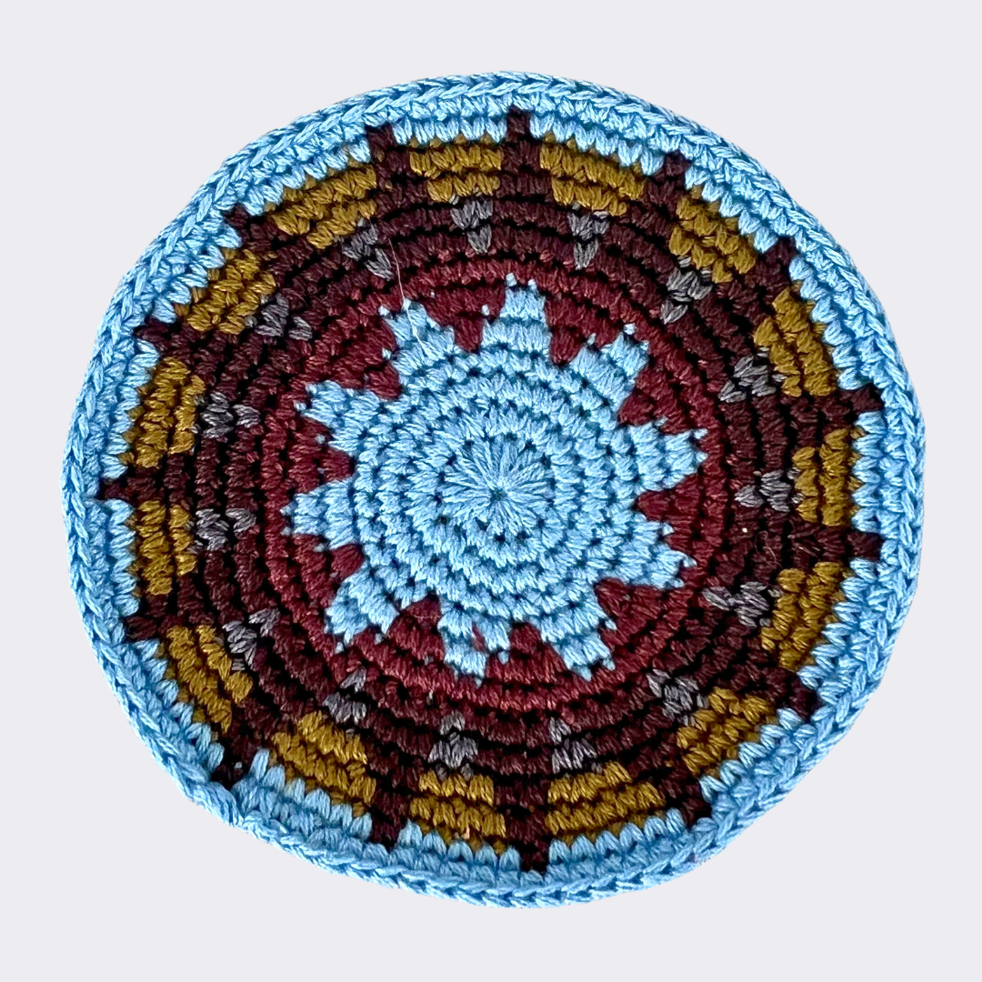 Olive & Blue Crocheted Coasters, Set of 4