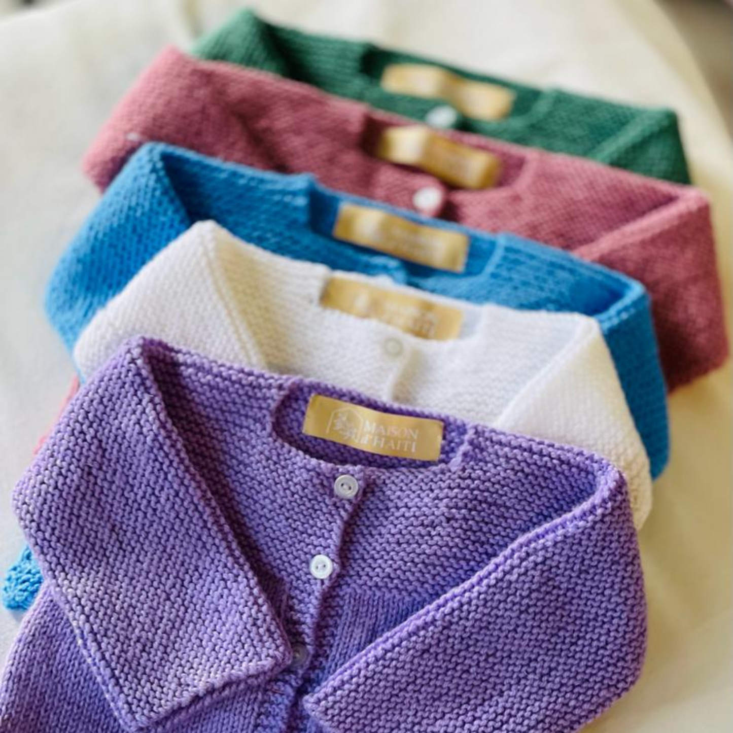 Hand-Knit Baby Sweater in Woodrose